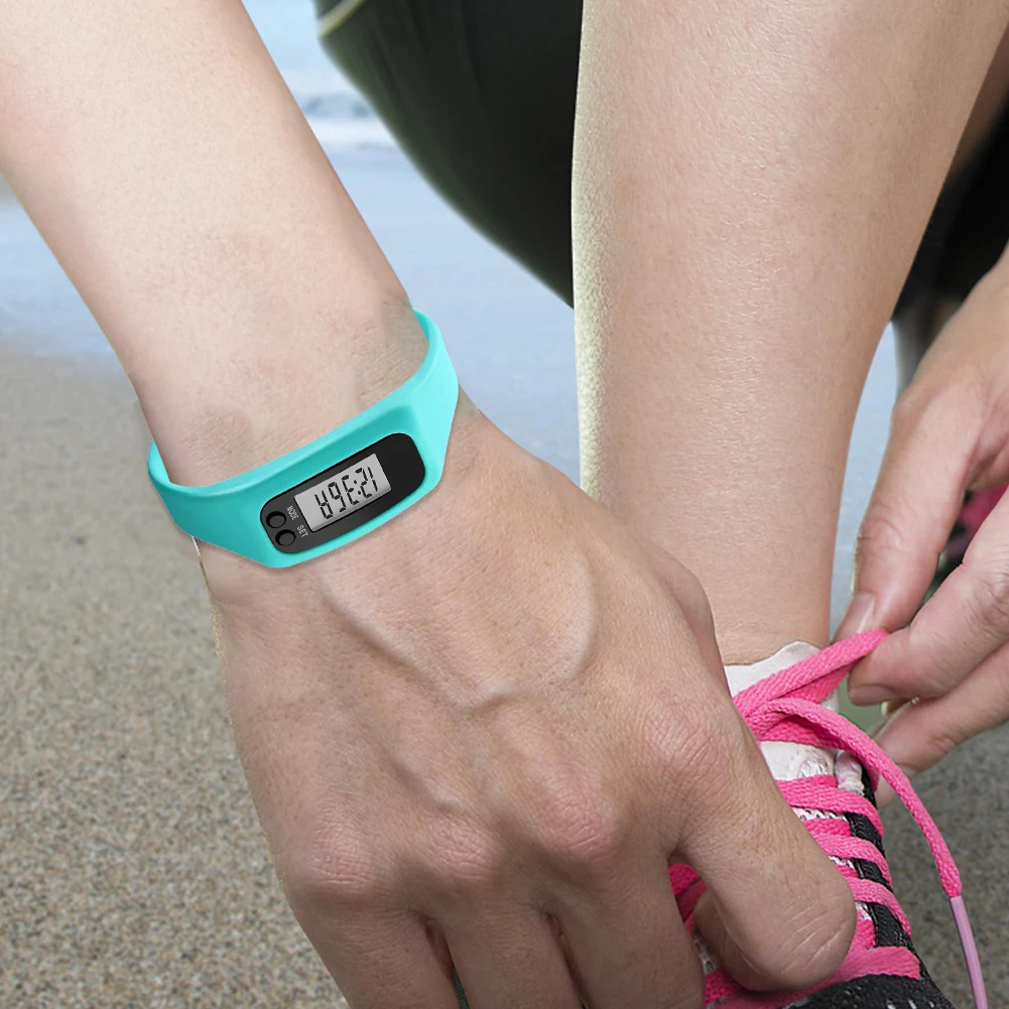 activestep pedometer watch fitness tracker bracelet with step counter, calorie monitor & time display