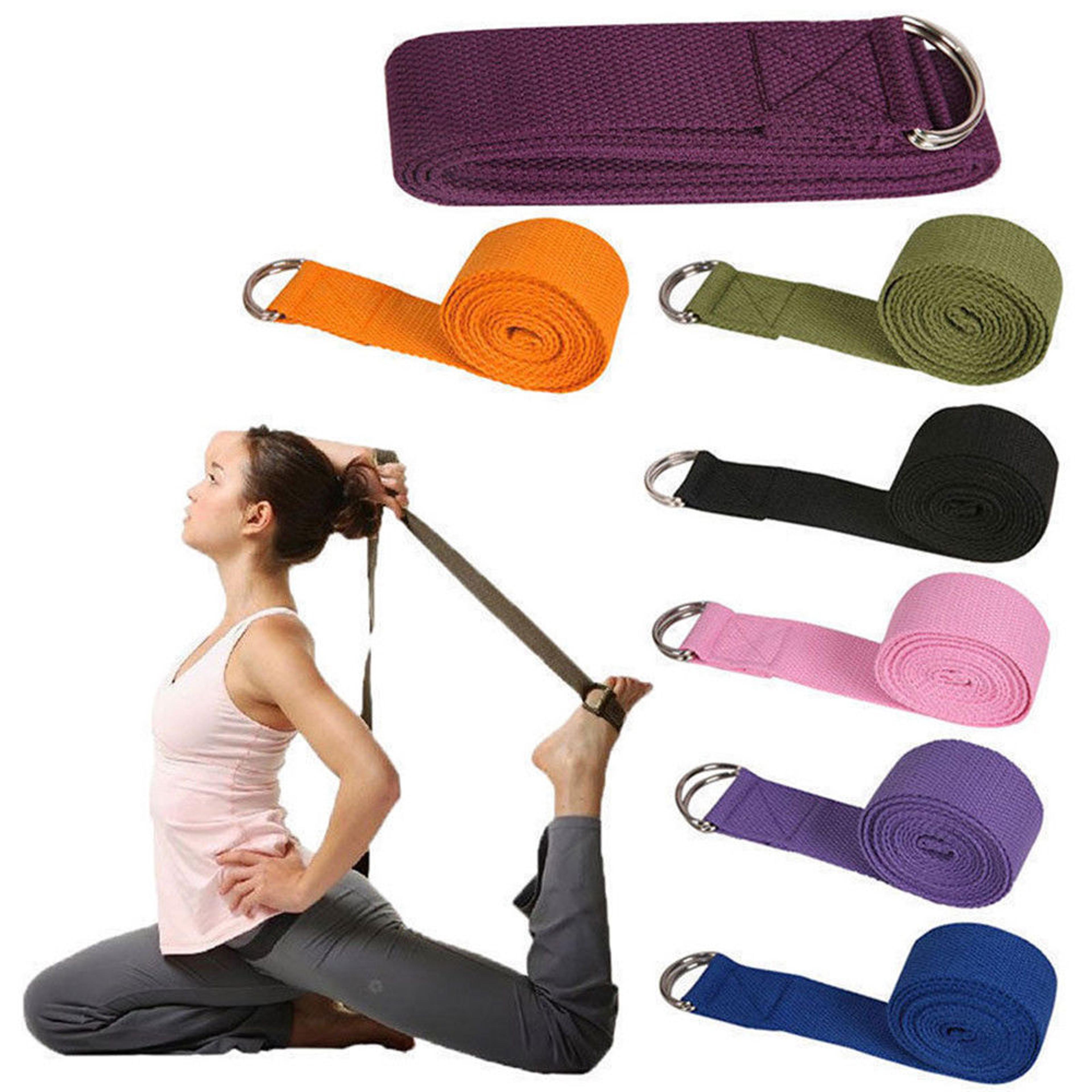 flexstretch yoga strap with adjustable d ring buckle for yoga pilates & stretching