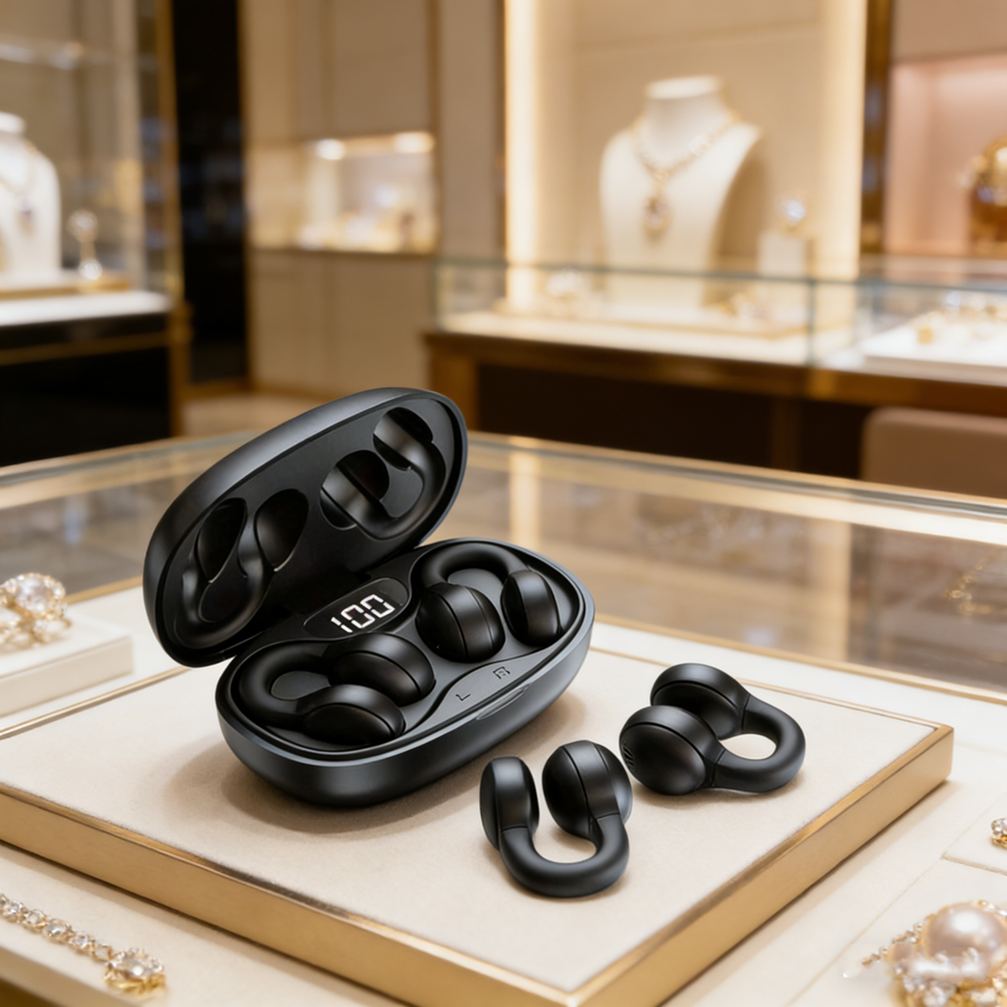 wireless bluetooth earbuds with noise reduction led power display & touch control