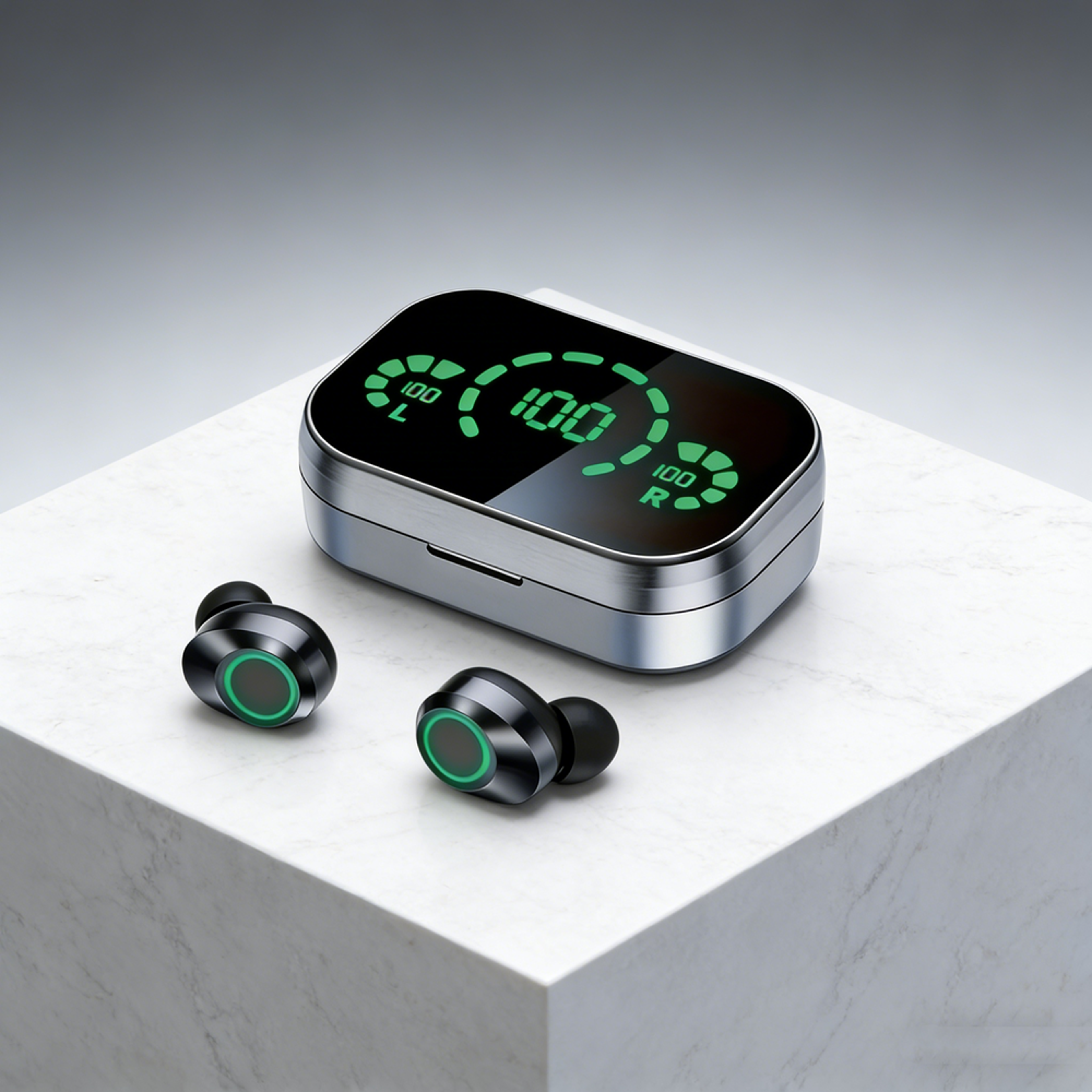 crystalsound bluetooth earbuds with led charging case & mic wireless headphones