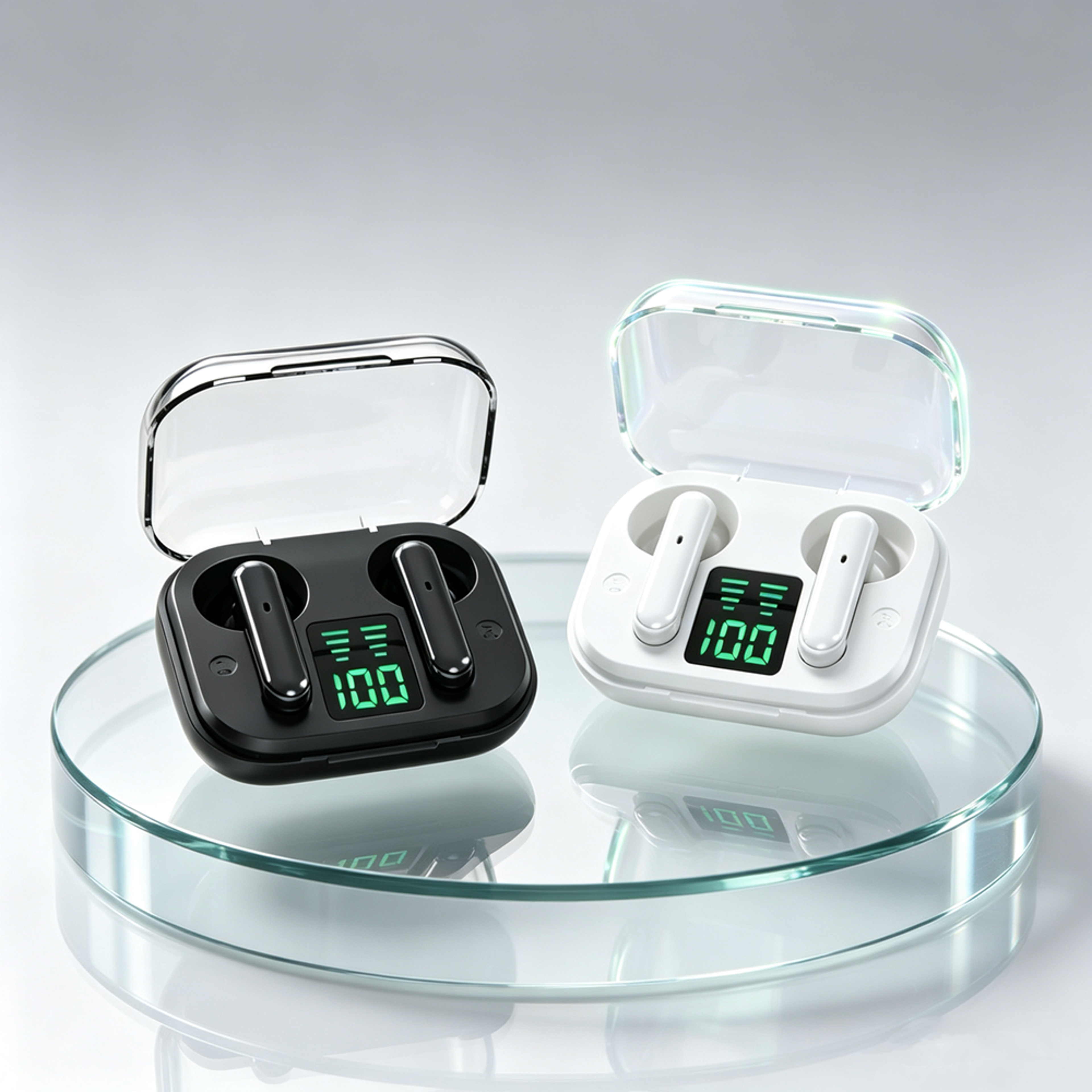 digital display bluetooth earbuds wireless earphones with long battery life and low latency mic