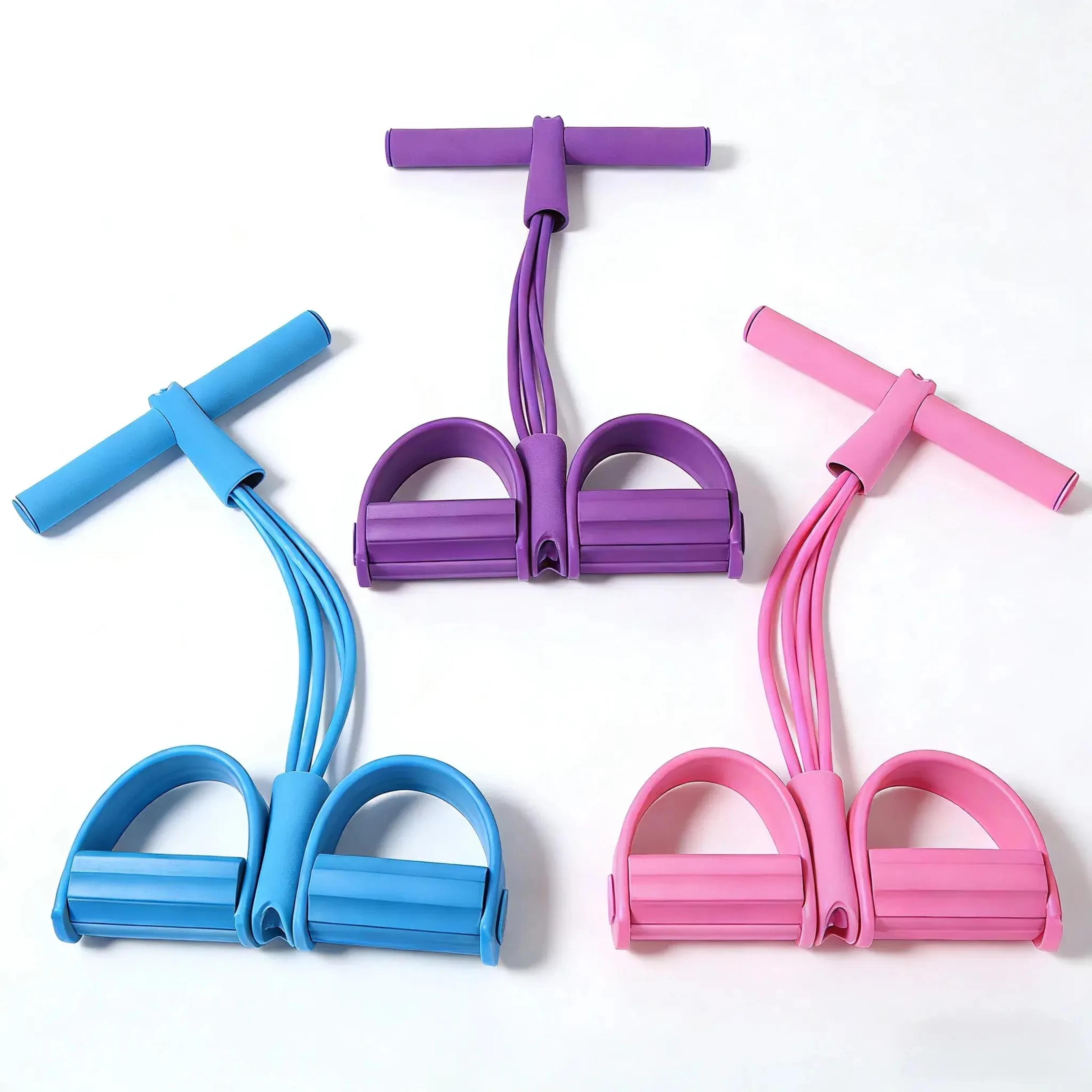flexcore 4 tube resistance bands pedal trainer for home gym equipment & full body workouts