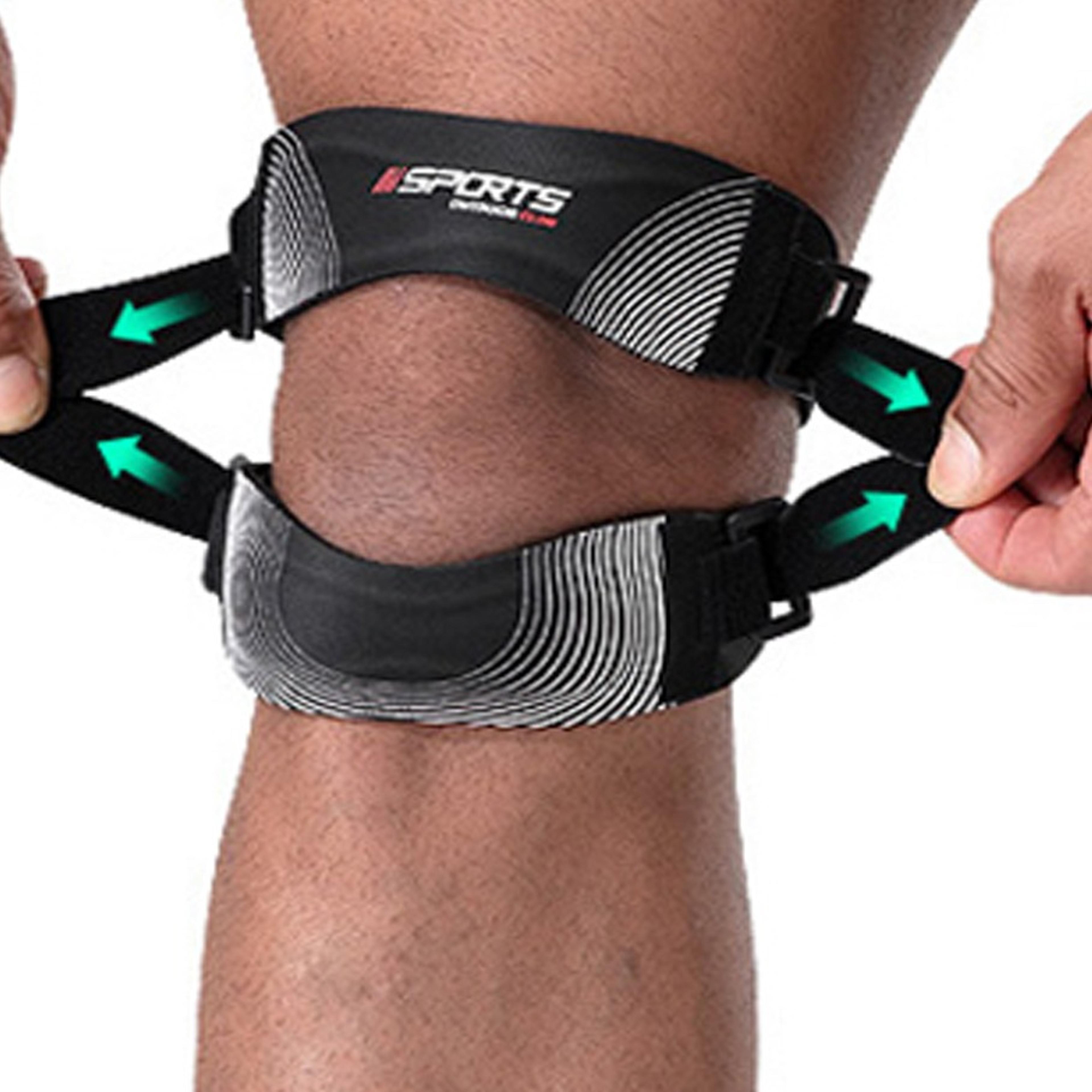 adjustable knee brace for pain relief with patella support strap & dual silicone stabilizers