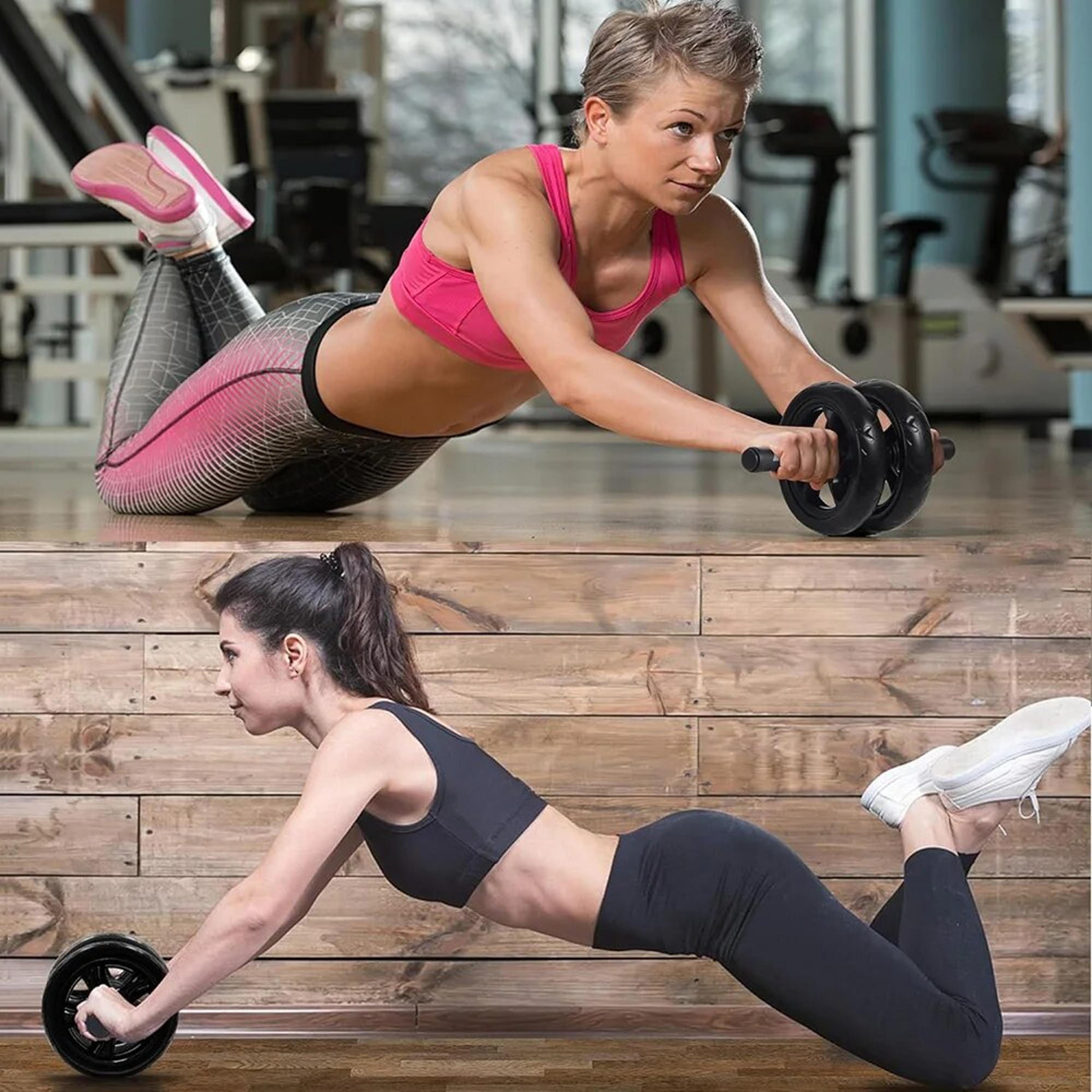 procore ab roller wheel with resistance bands & knee pad for full core home gym workouts