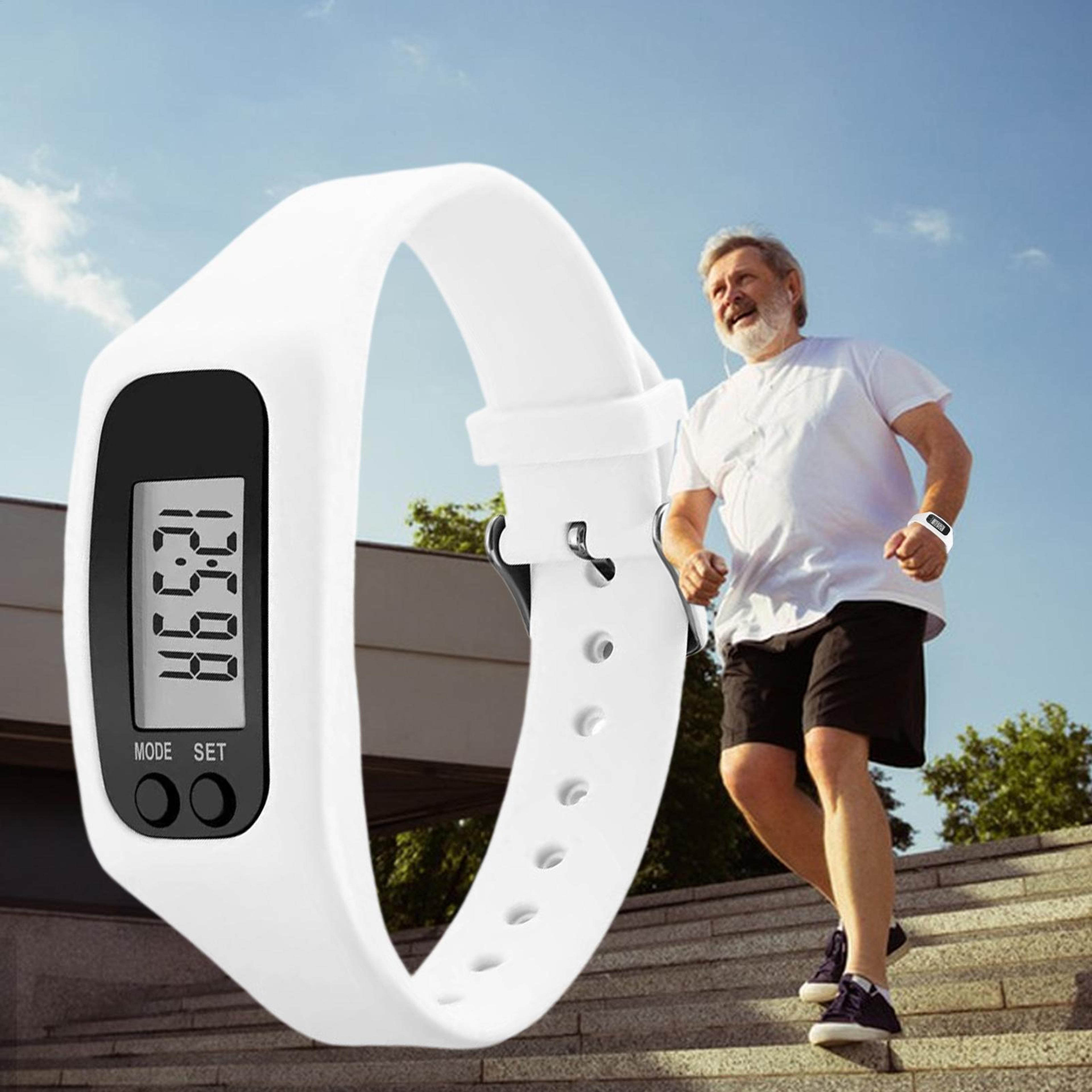 activetrack pedometer watch lcd step counter bracelet for walking & daily fitness