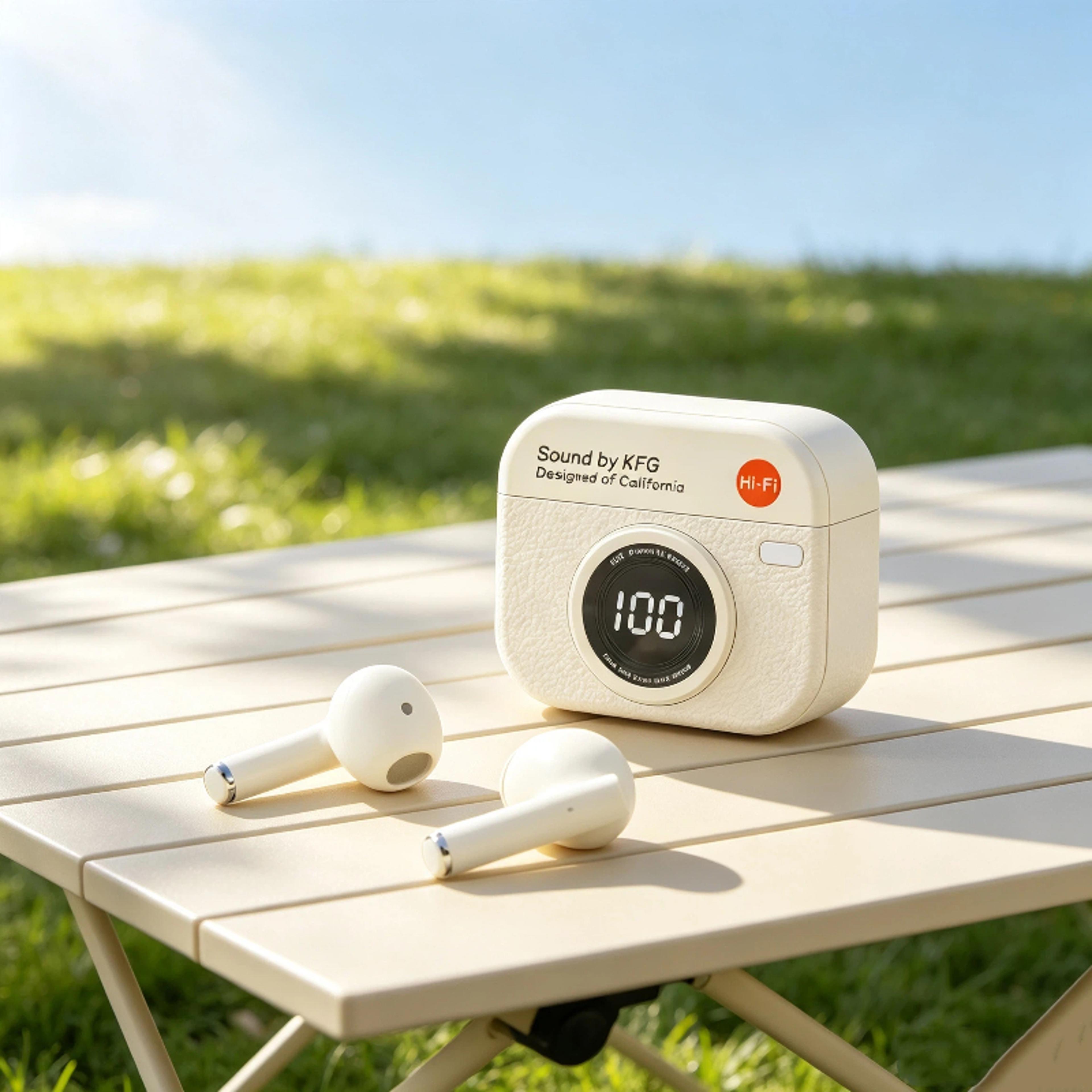 q86 retro camera wireless bluetooth earbuds with noise reduction for gaming and sports