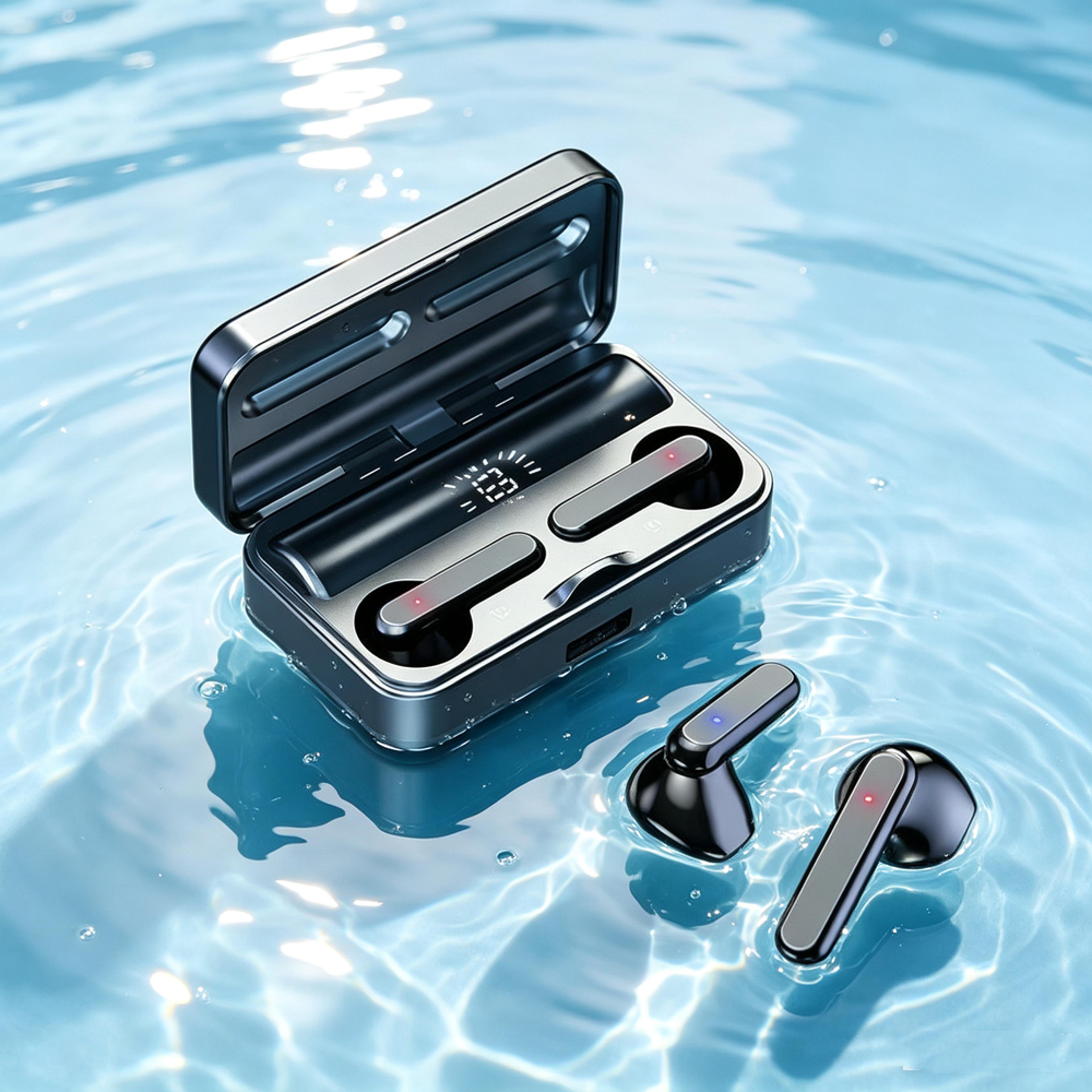 smart bluetooth earbuds with led display touch control & true wireless stereo