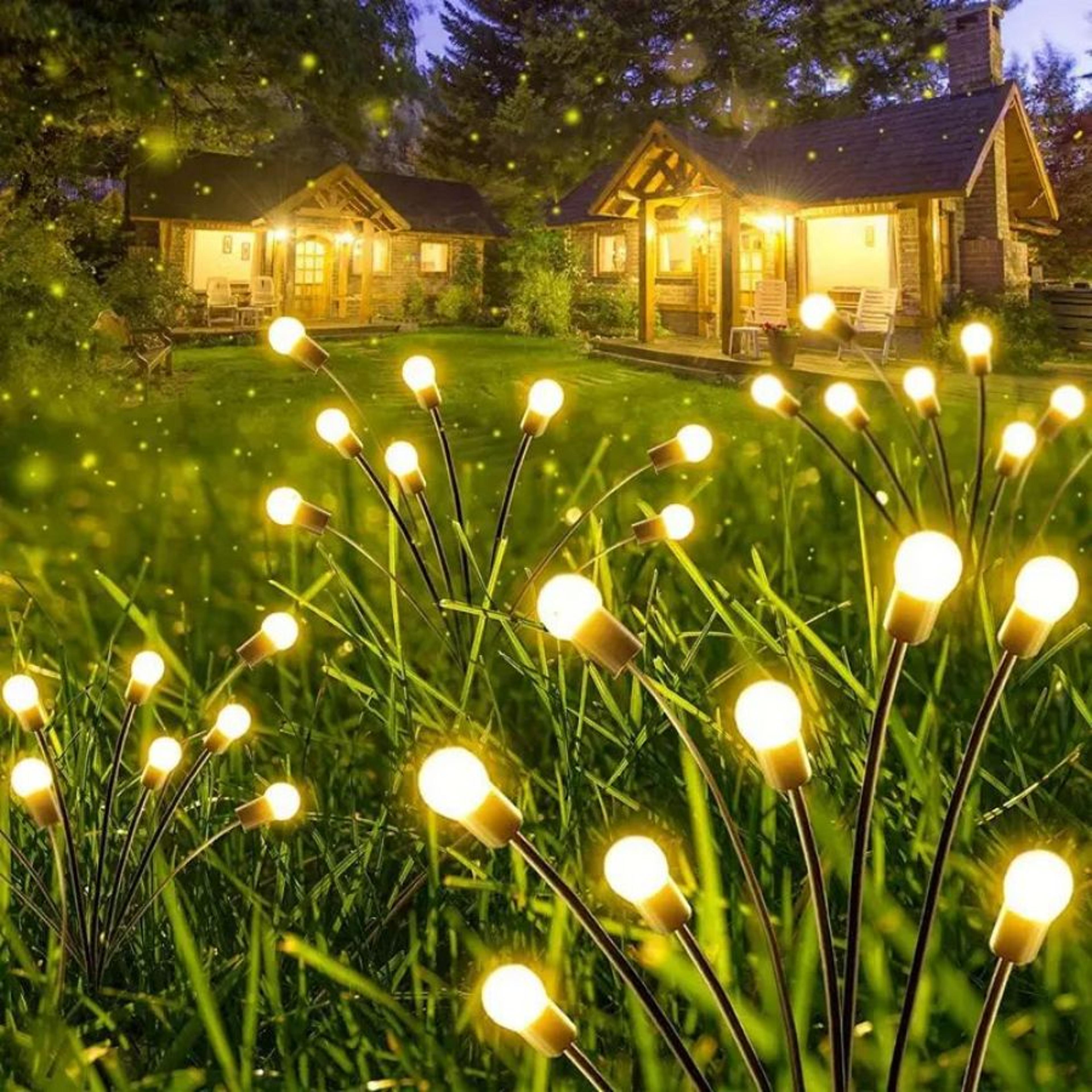 8 led solar firefly lights waterproof swaying garden lights for patio and pathways