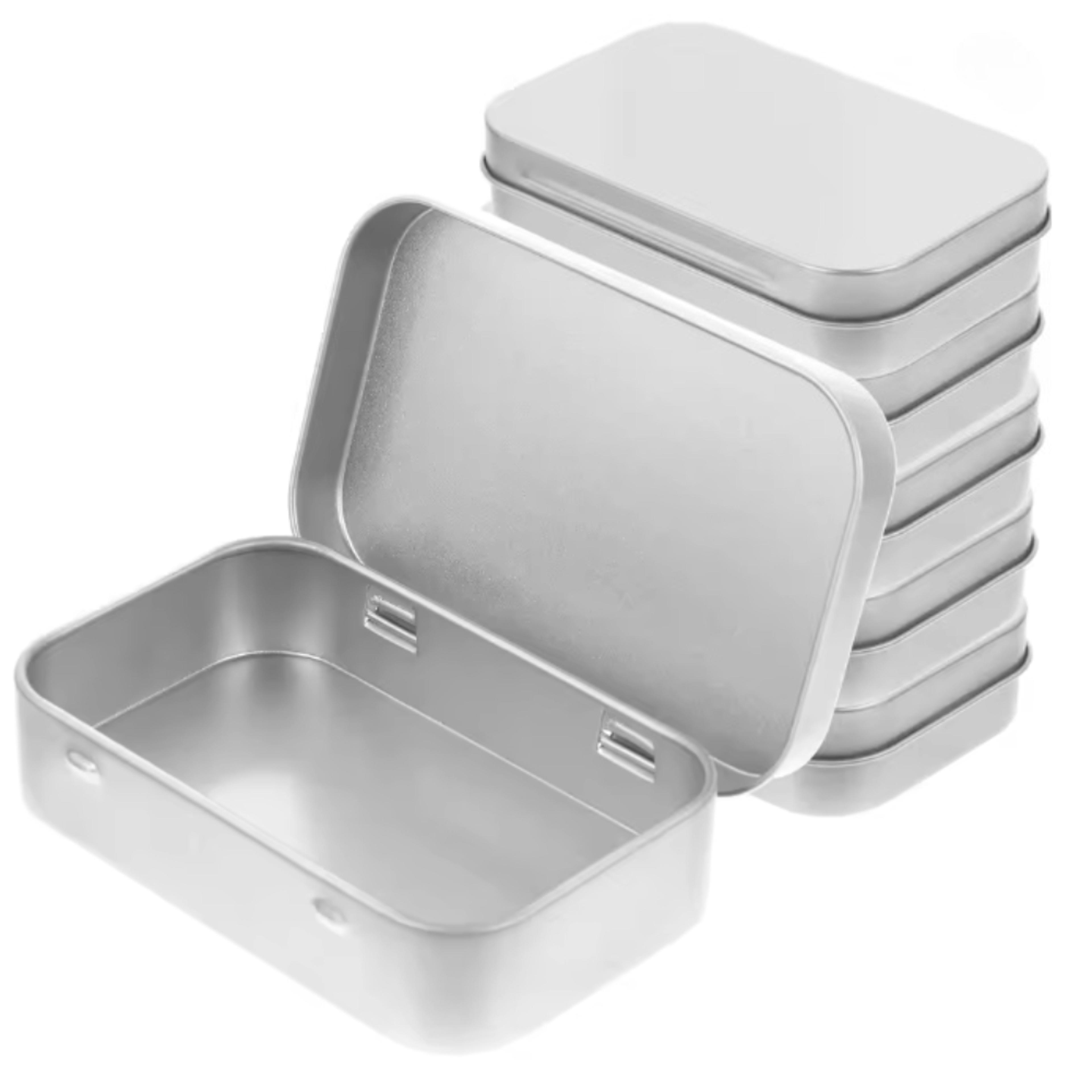 mini metal tin box with hinged lid portable small storage organizer
