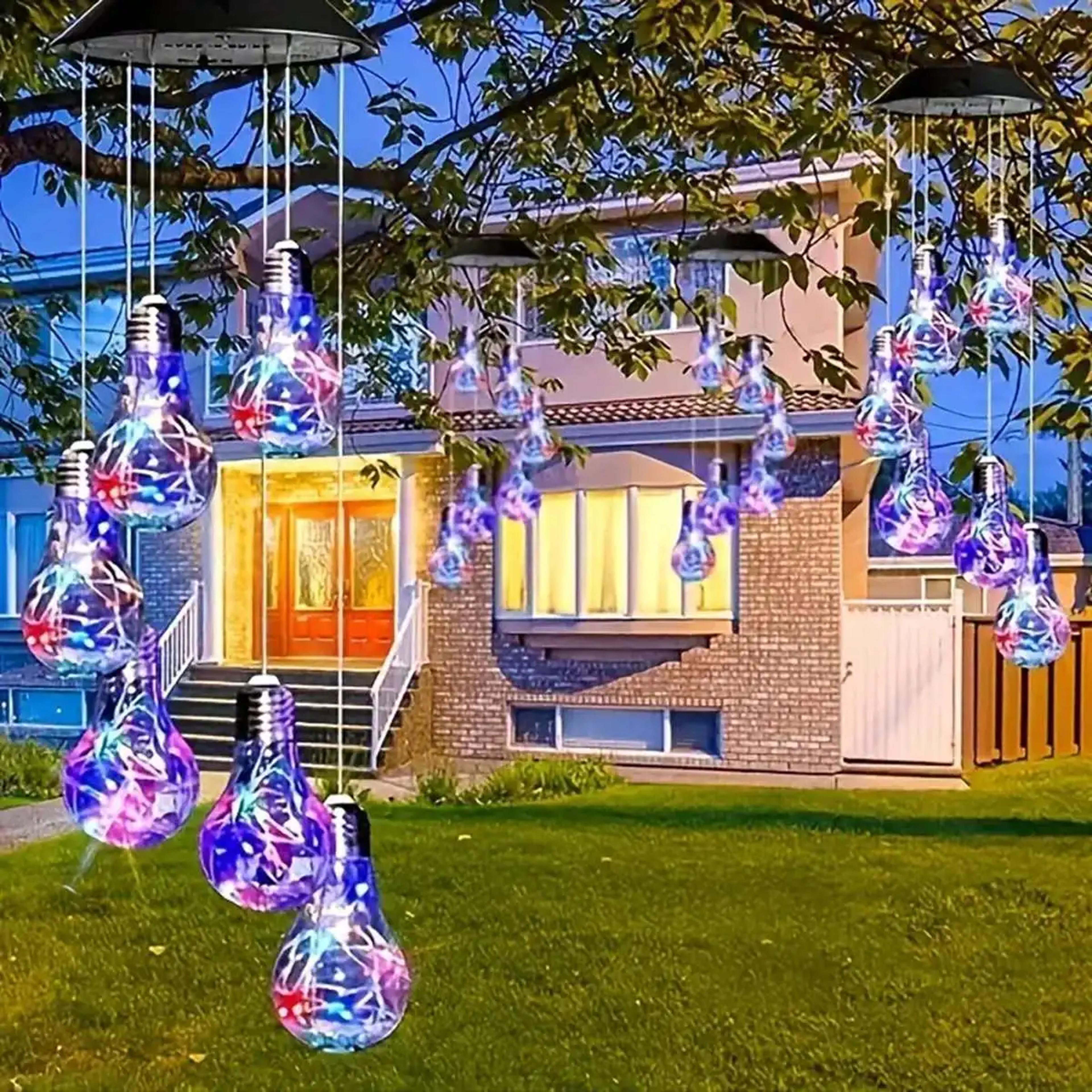 color changing solar wind chimes with 6 led bulbs for outdoor garden decor