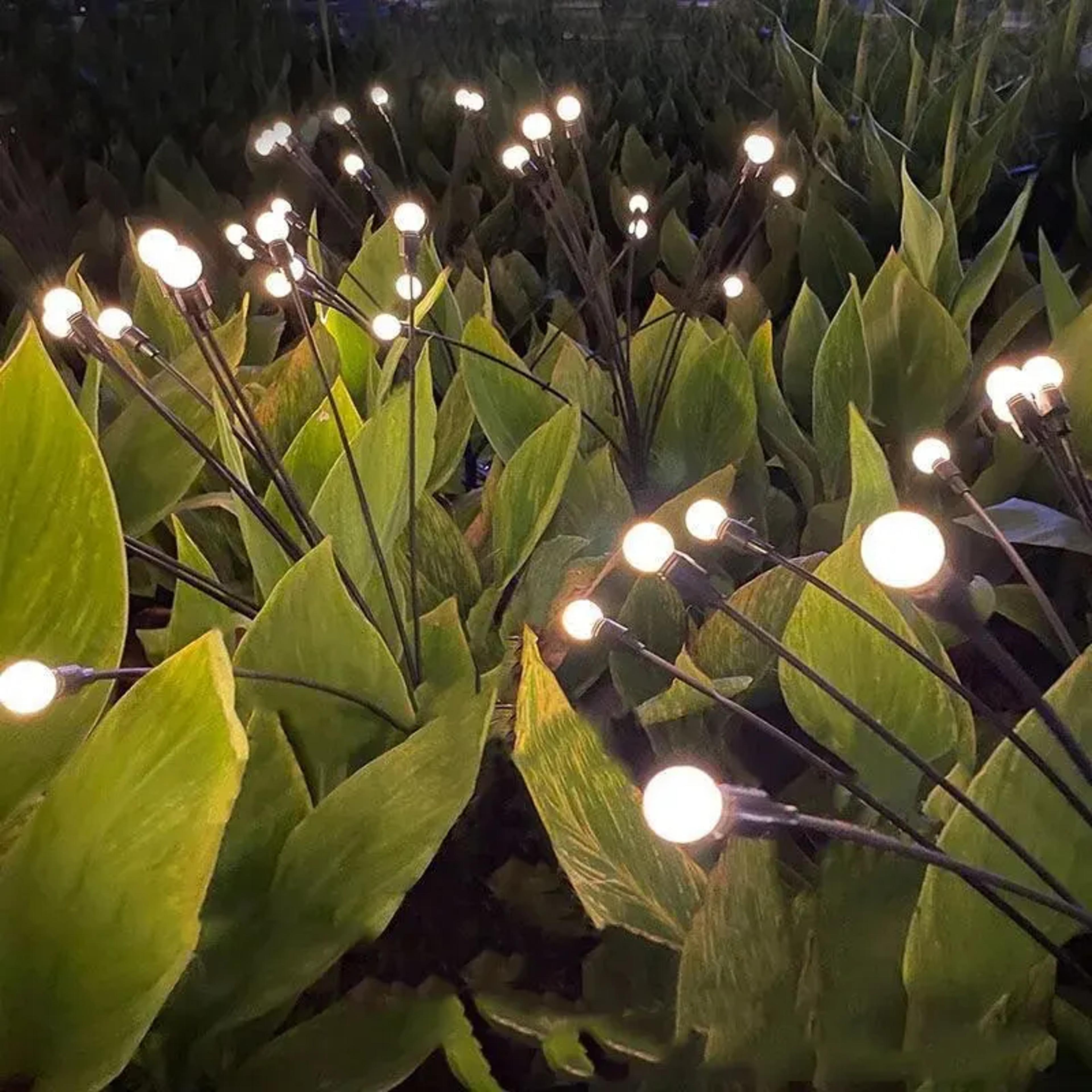 three head solar firefly garden lights waterproof outdoor lawn decor