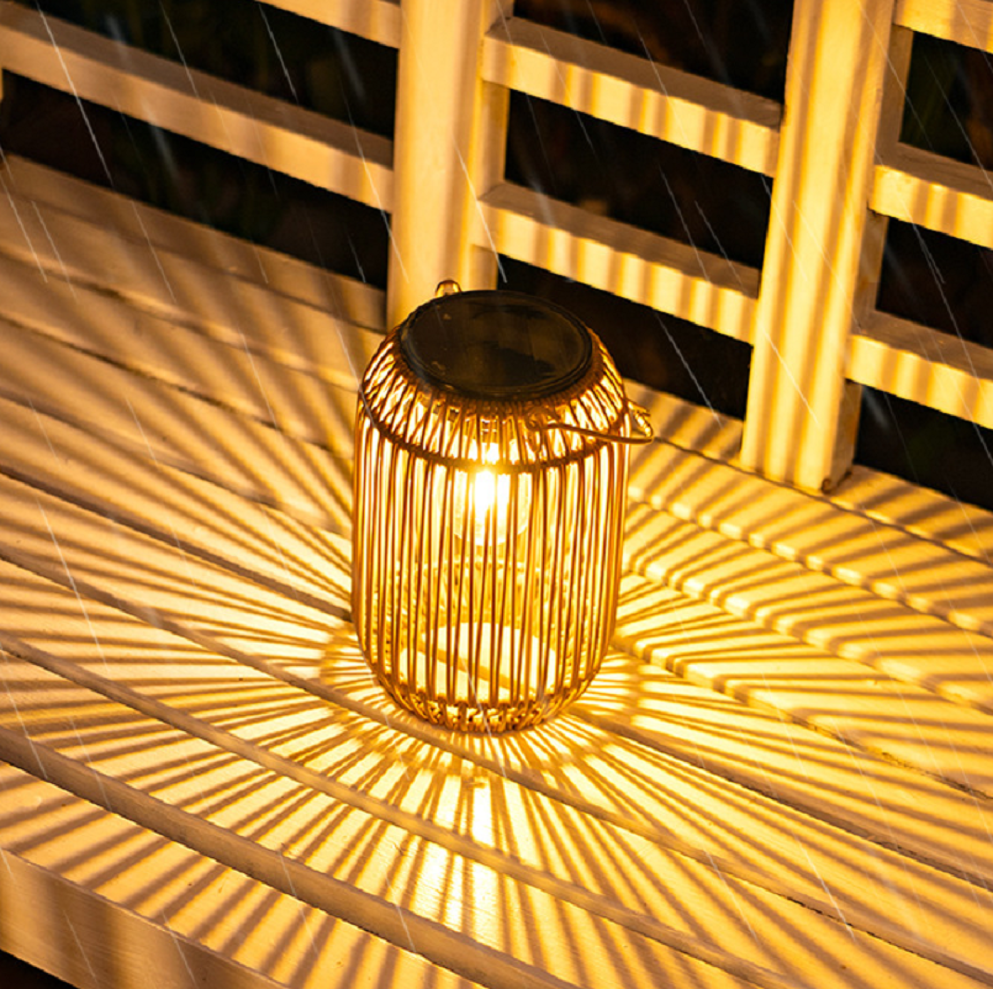boho solar rattan lantern waterproof outdoor hanging garden light