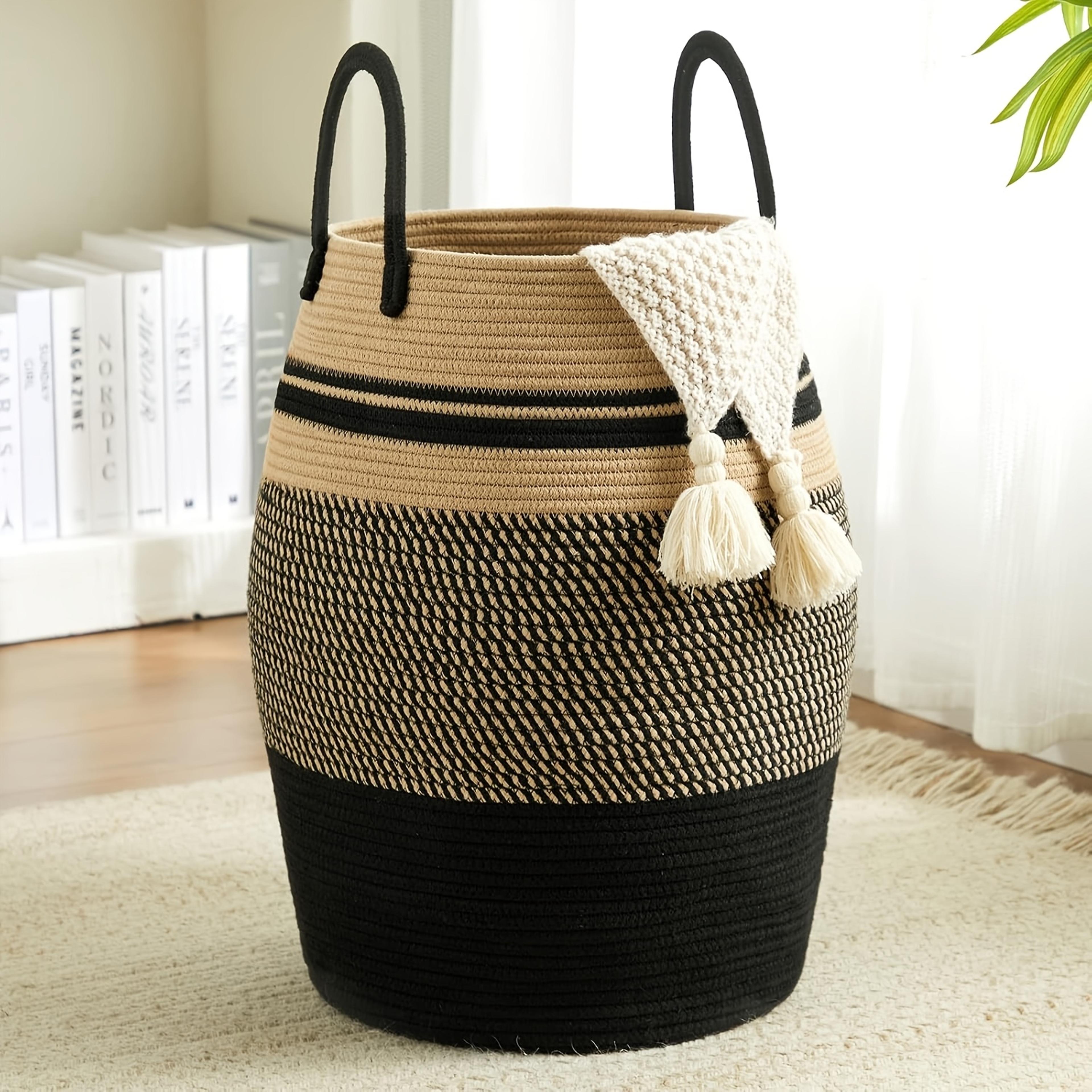 boho large laundry hamper foldable tall clothes basket with extended handle
