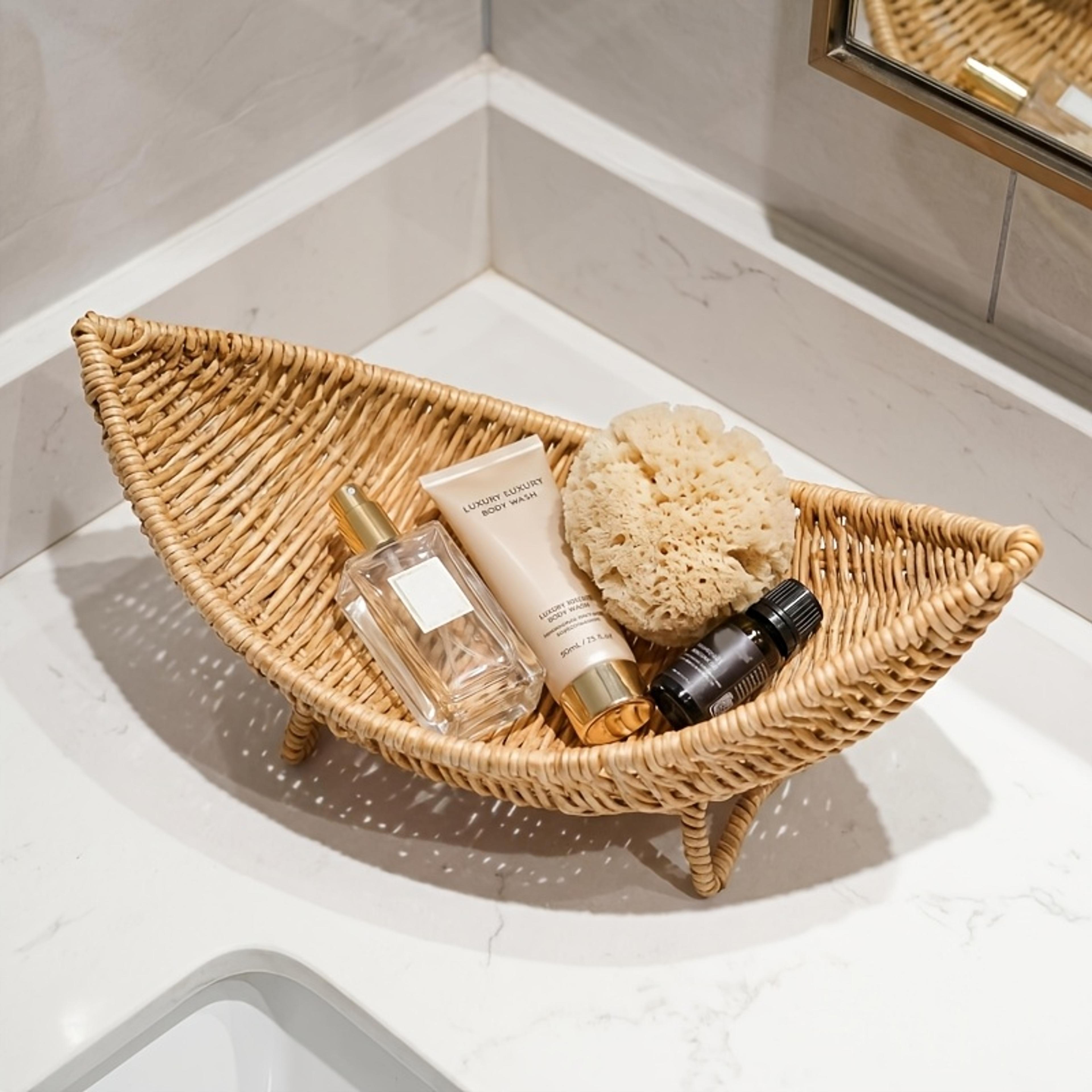 nordic woven storage basket moisture resistant plastic rattan home organizer