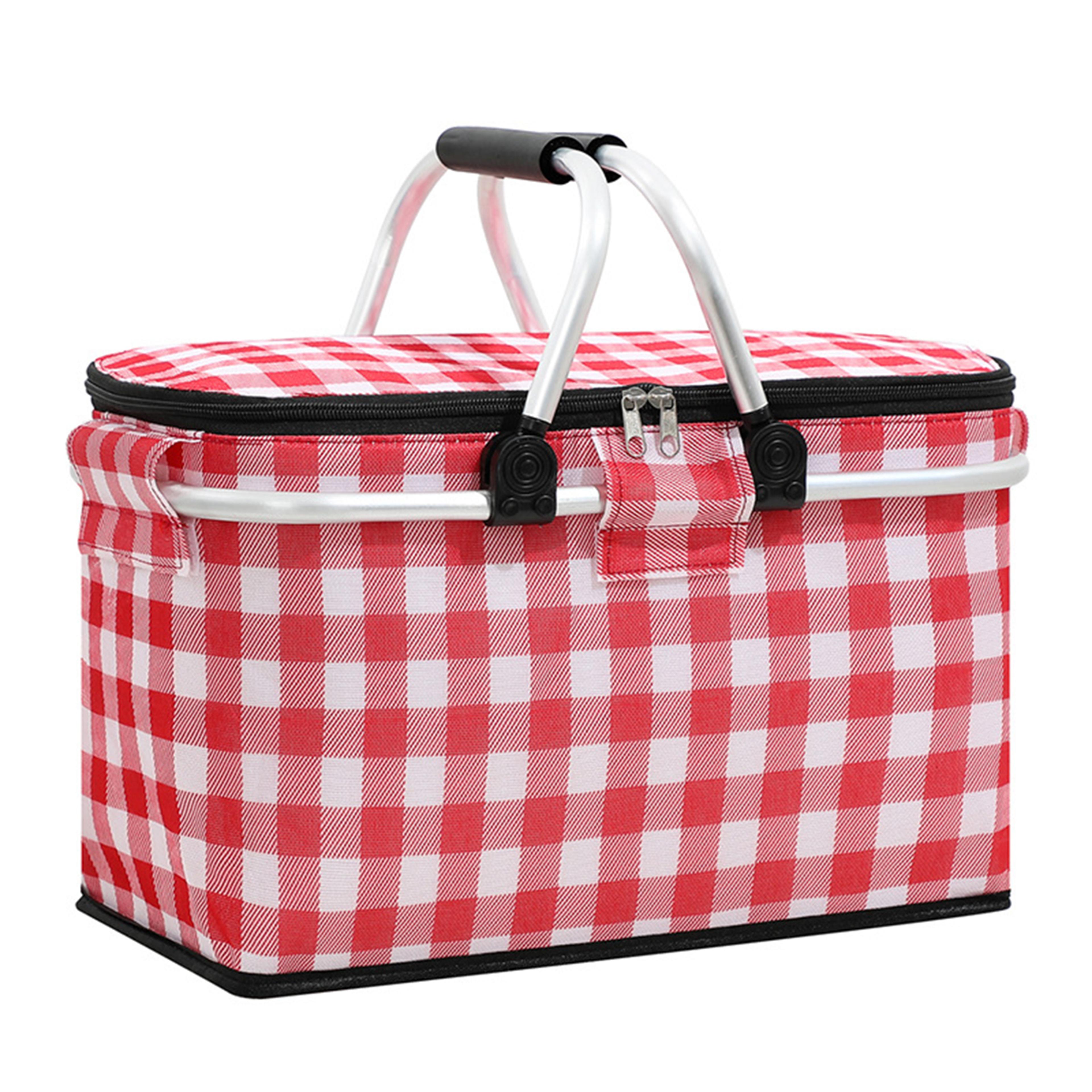 foldable insulated picnic basket portable cooler bag for camping and travel