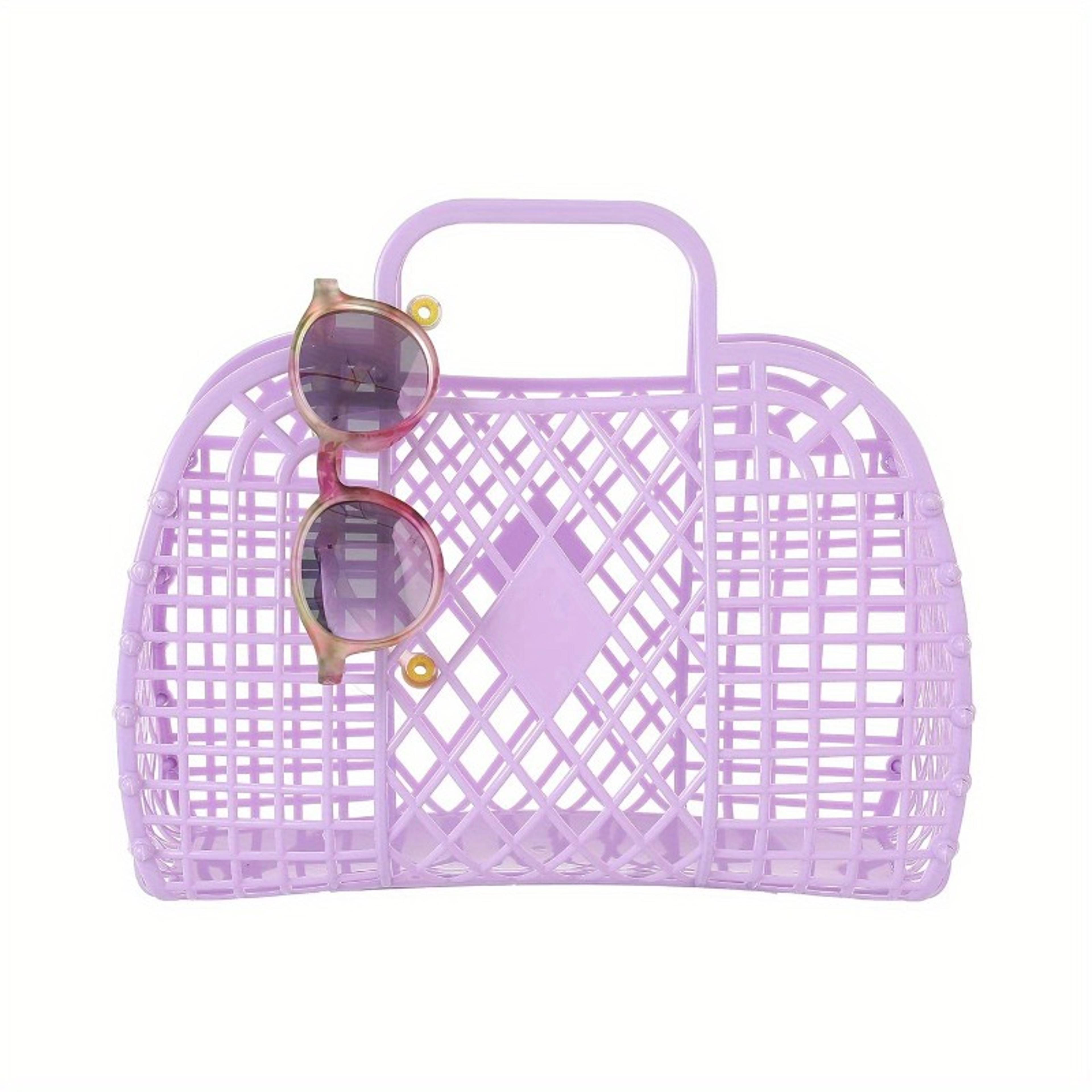 portable plastic storage basket with handle for bathroom kitchen toys and picnic