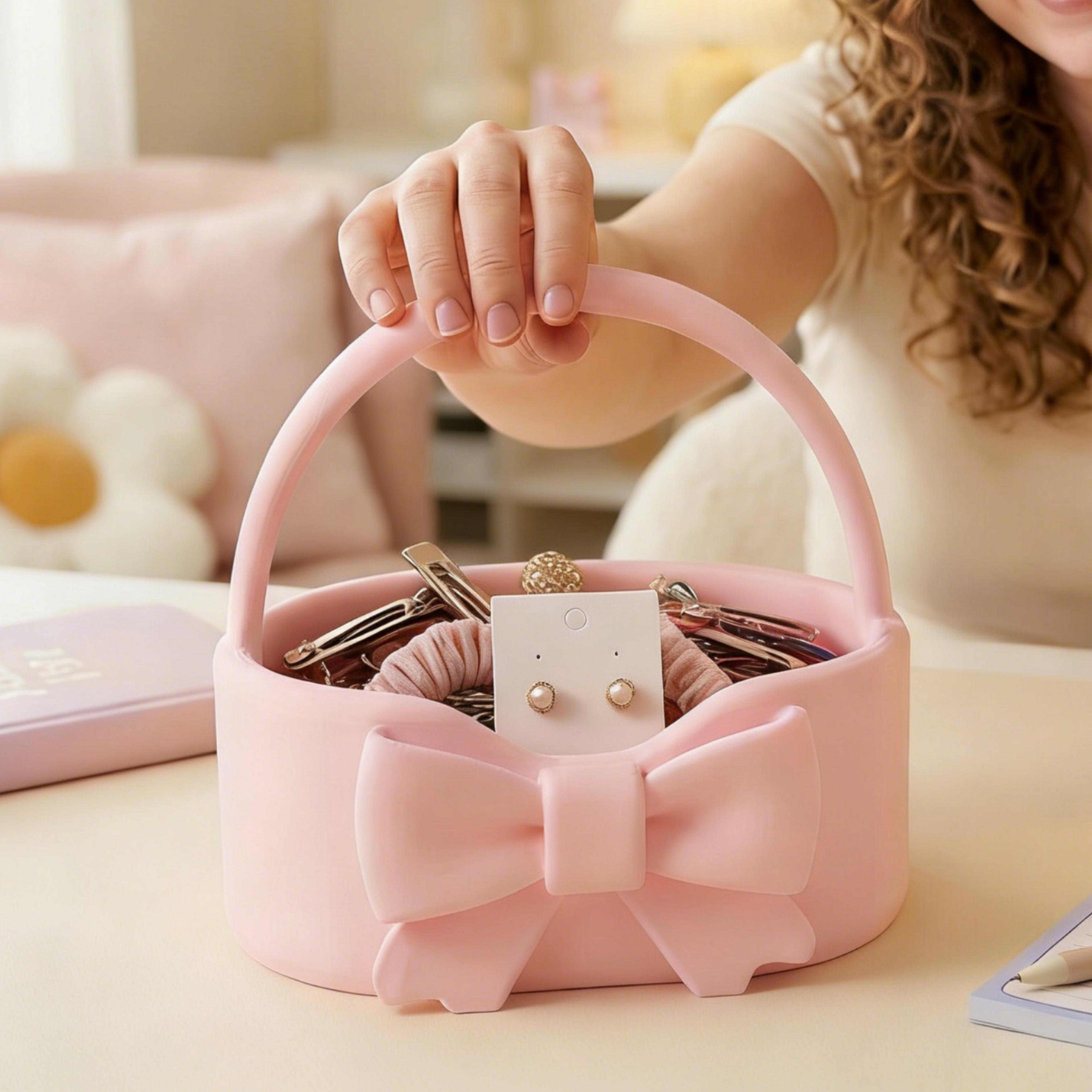 bow handle hair accessories organizer and cute desk organizer for jewelry makeup and small essentials