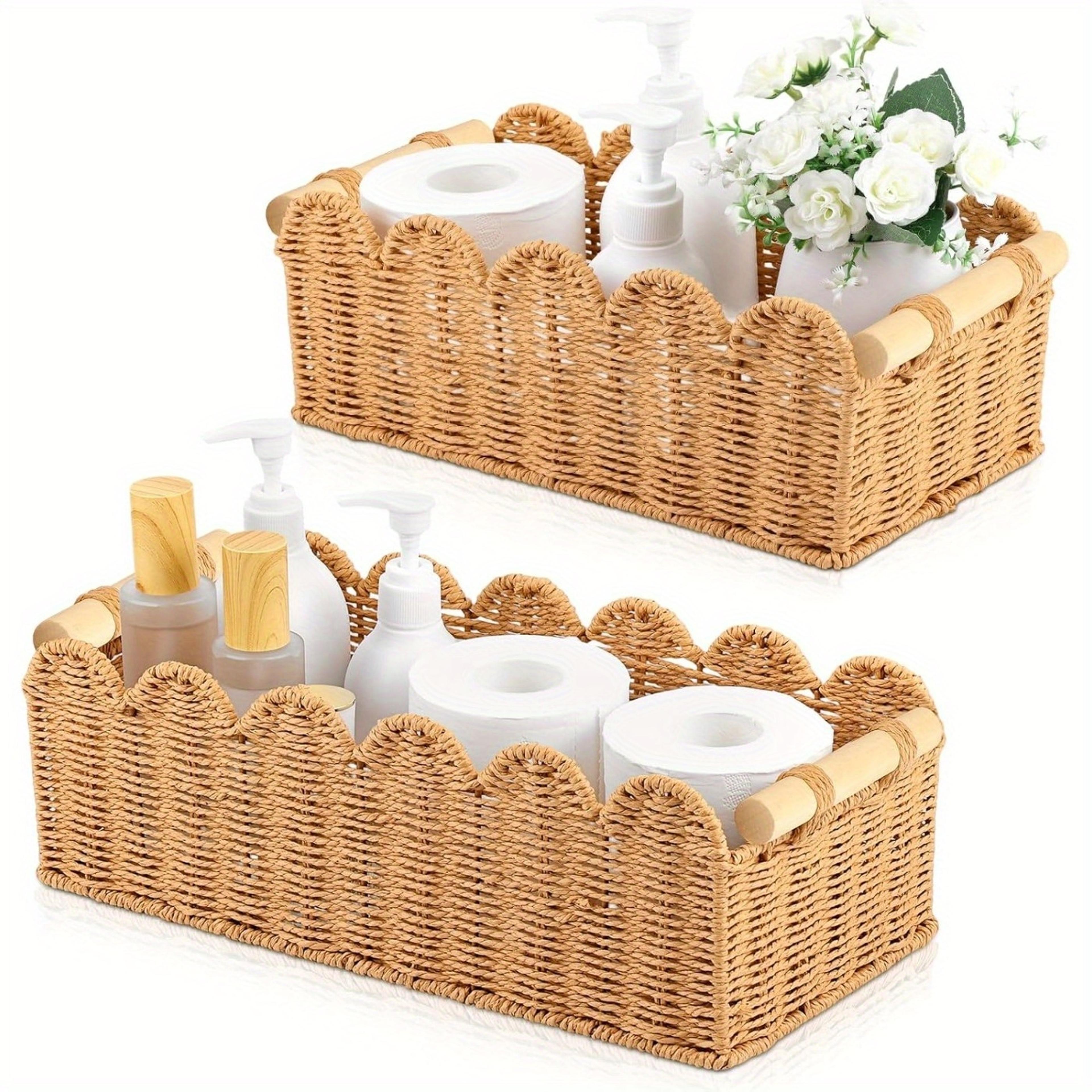 handmade woven storage basket desktop organizer for snacks cosmetics and home essentials
