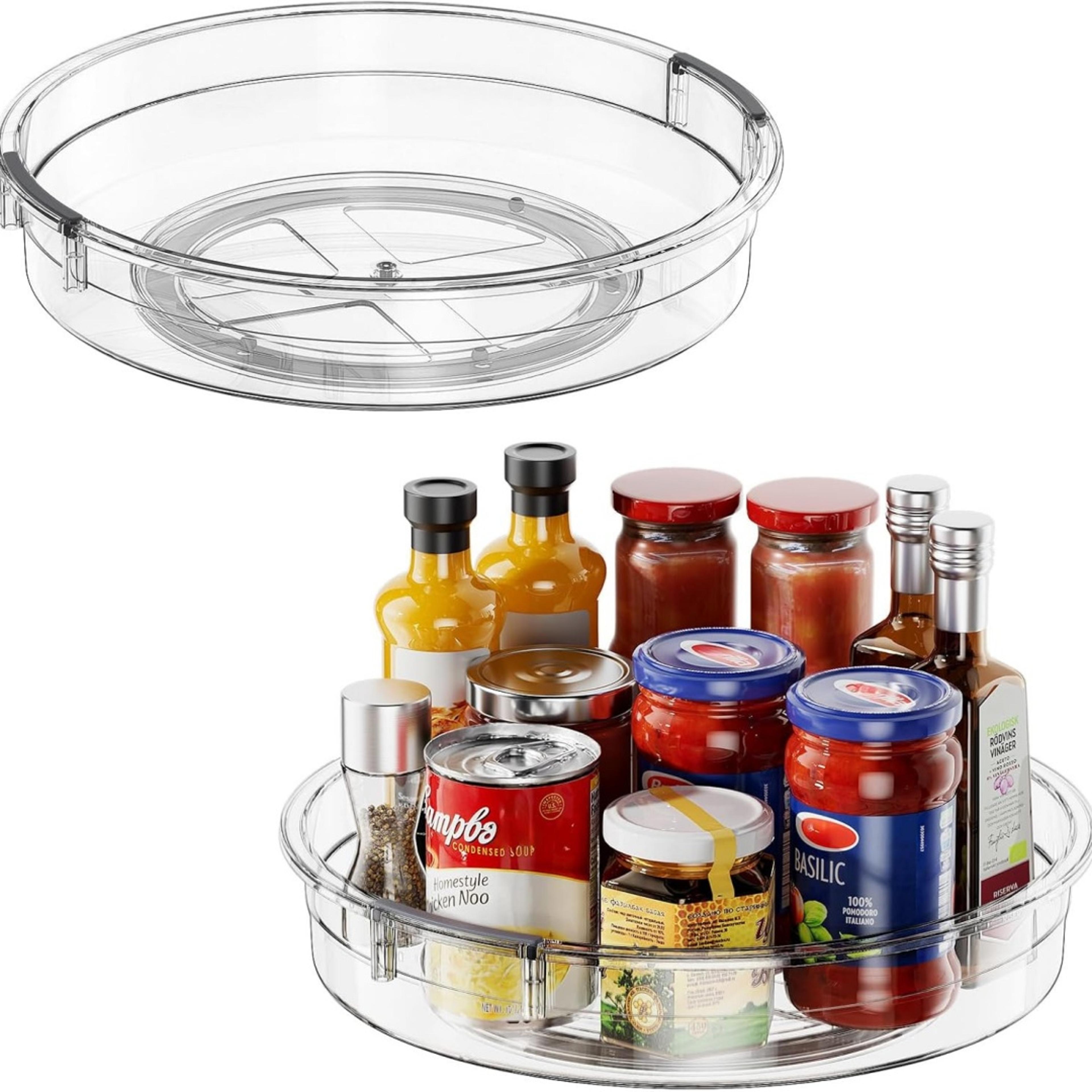 clear lazy susan organizer 360 rotating fridge and spice storage turntable