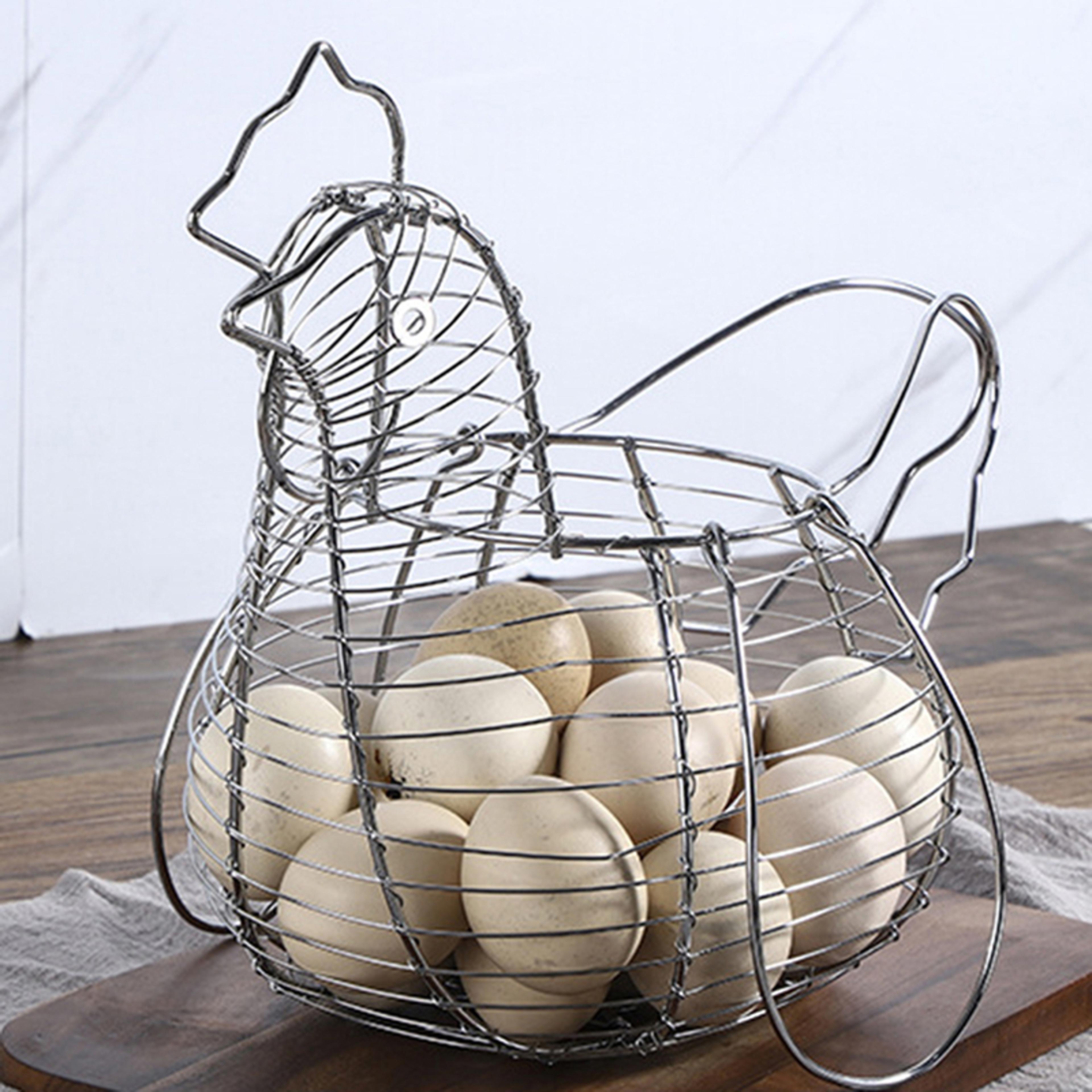 farmhouse chicken egg basket metal wire egg storage organizer