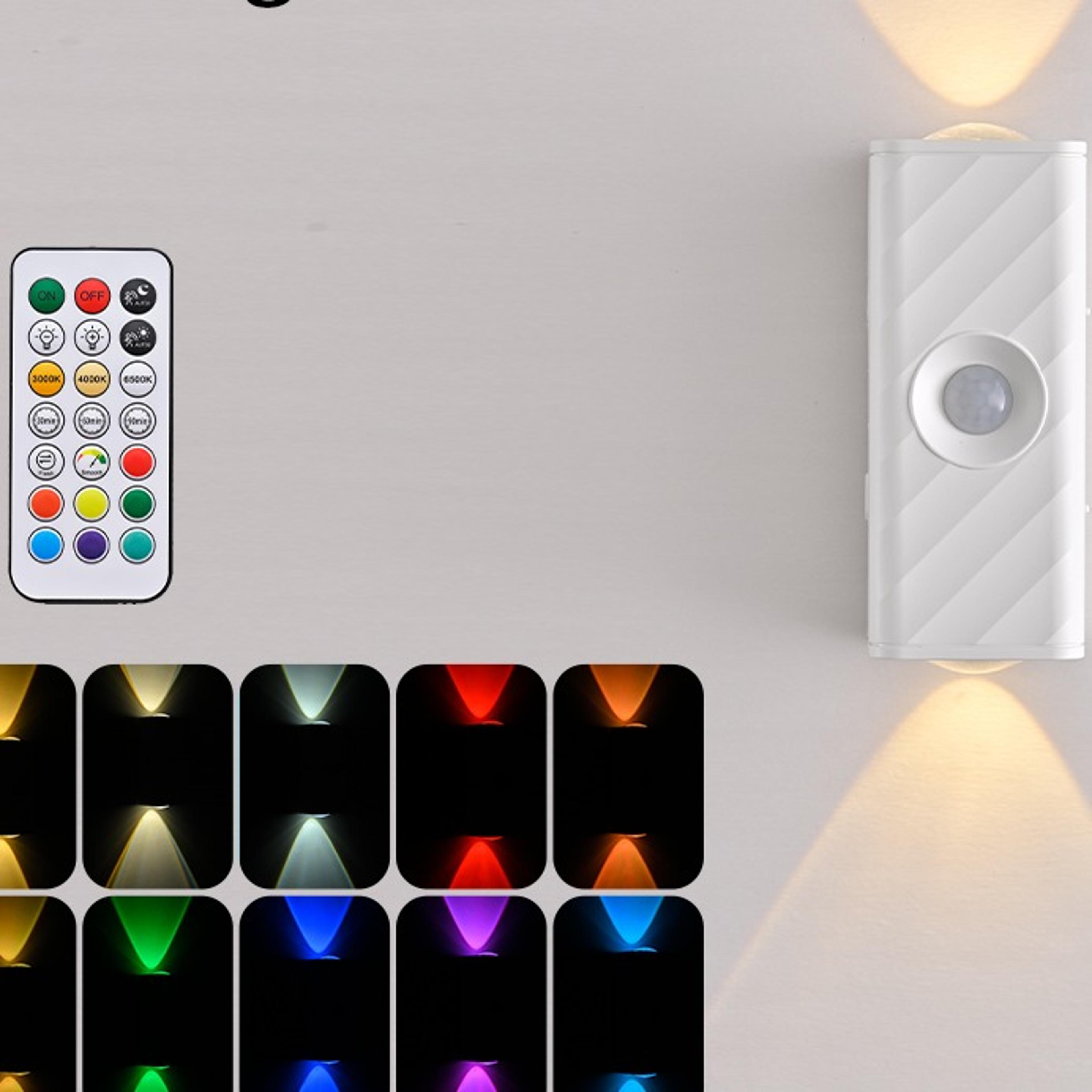 double head rechargeable wall light with motion sensor and magnetic mount