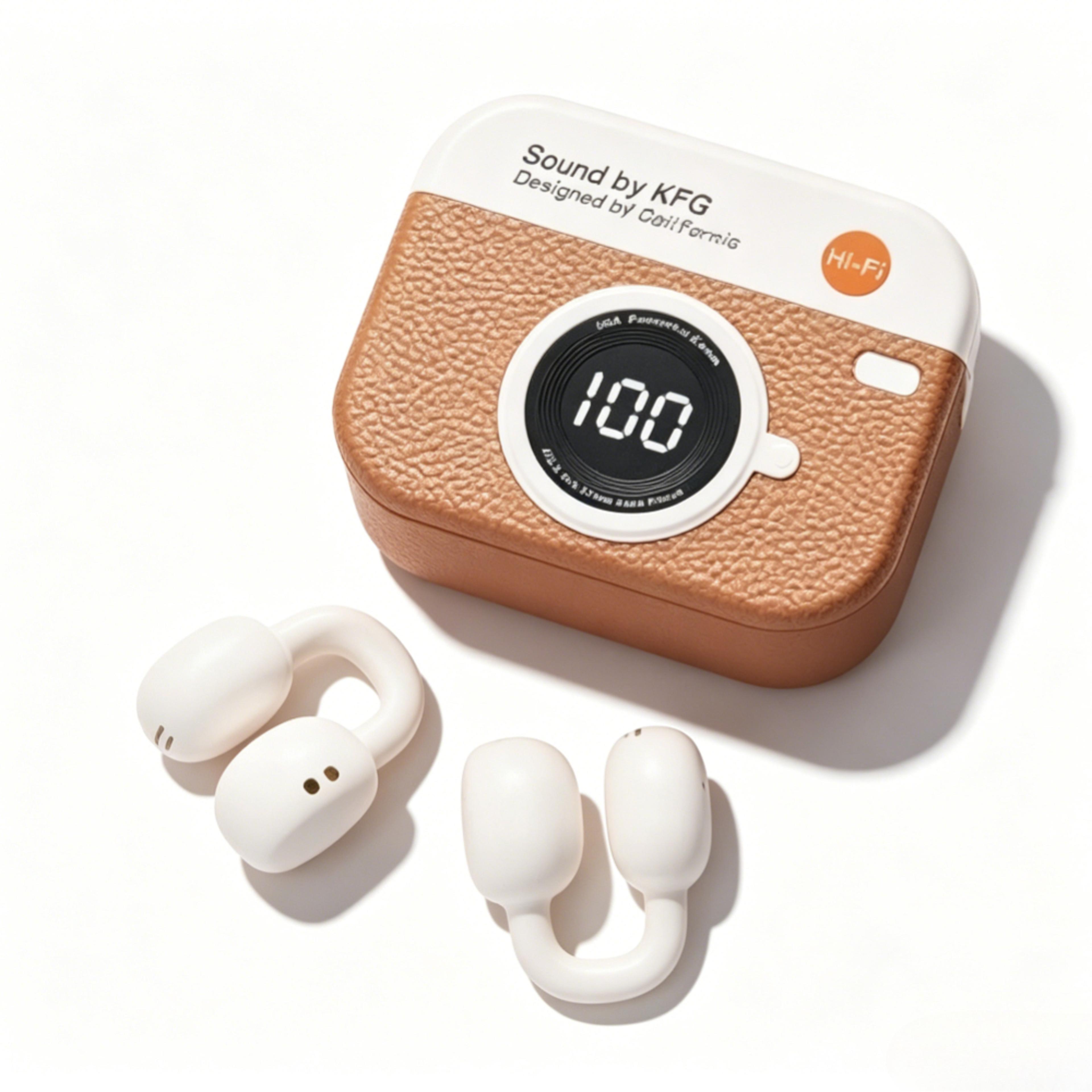 open ear clip on bluetooth earbuds with hd mic for sports and gaming