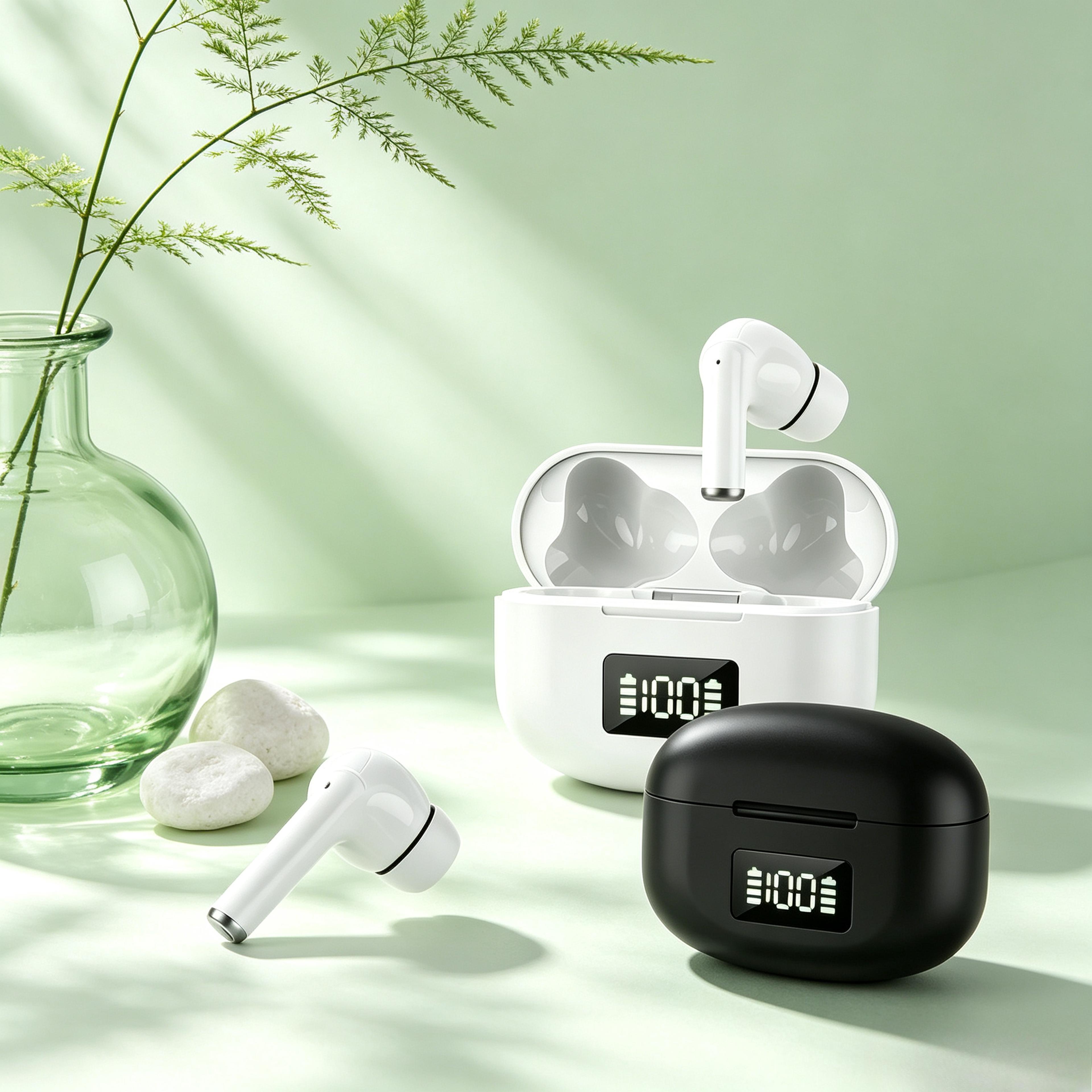 j50 wireless headphones with digital display and long battery life lightweight comfort