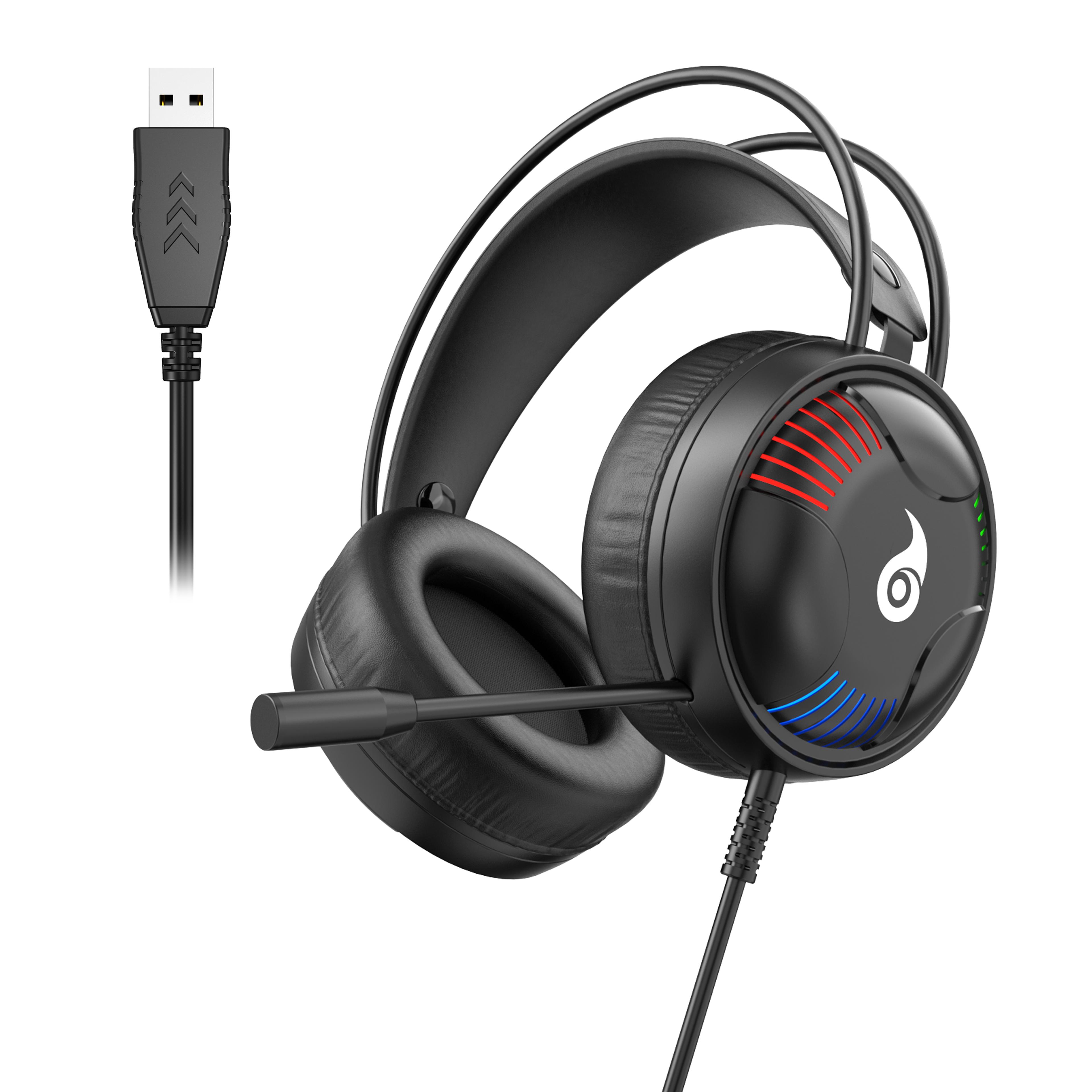 ldon l523 wired gaming headset with mic led light for pc and laptop