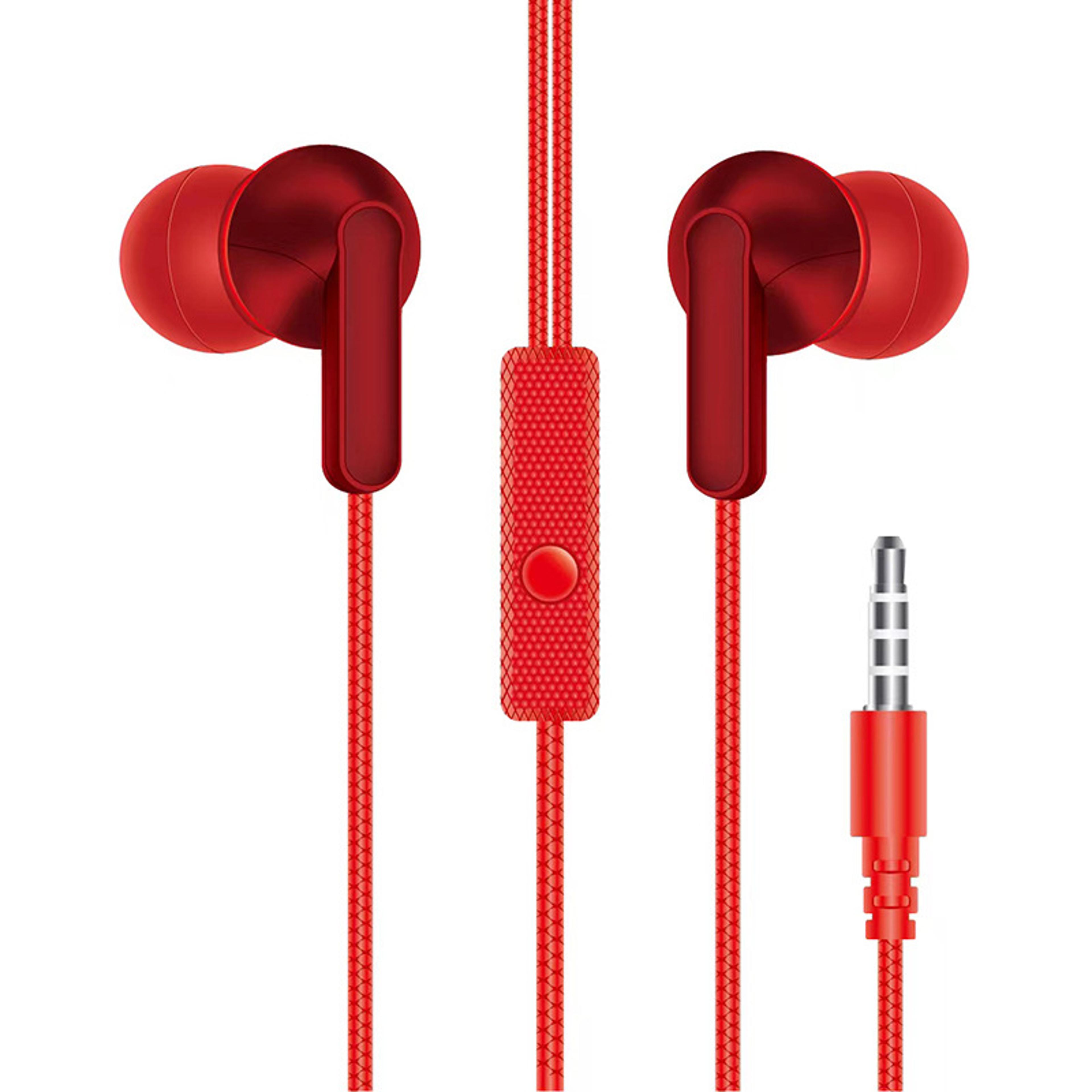 3.5mm wired earbuds with mic, bass stereo sound and volume control
