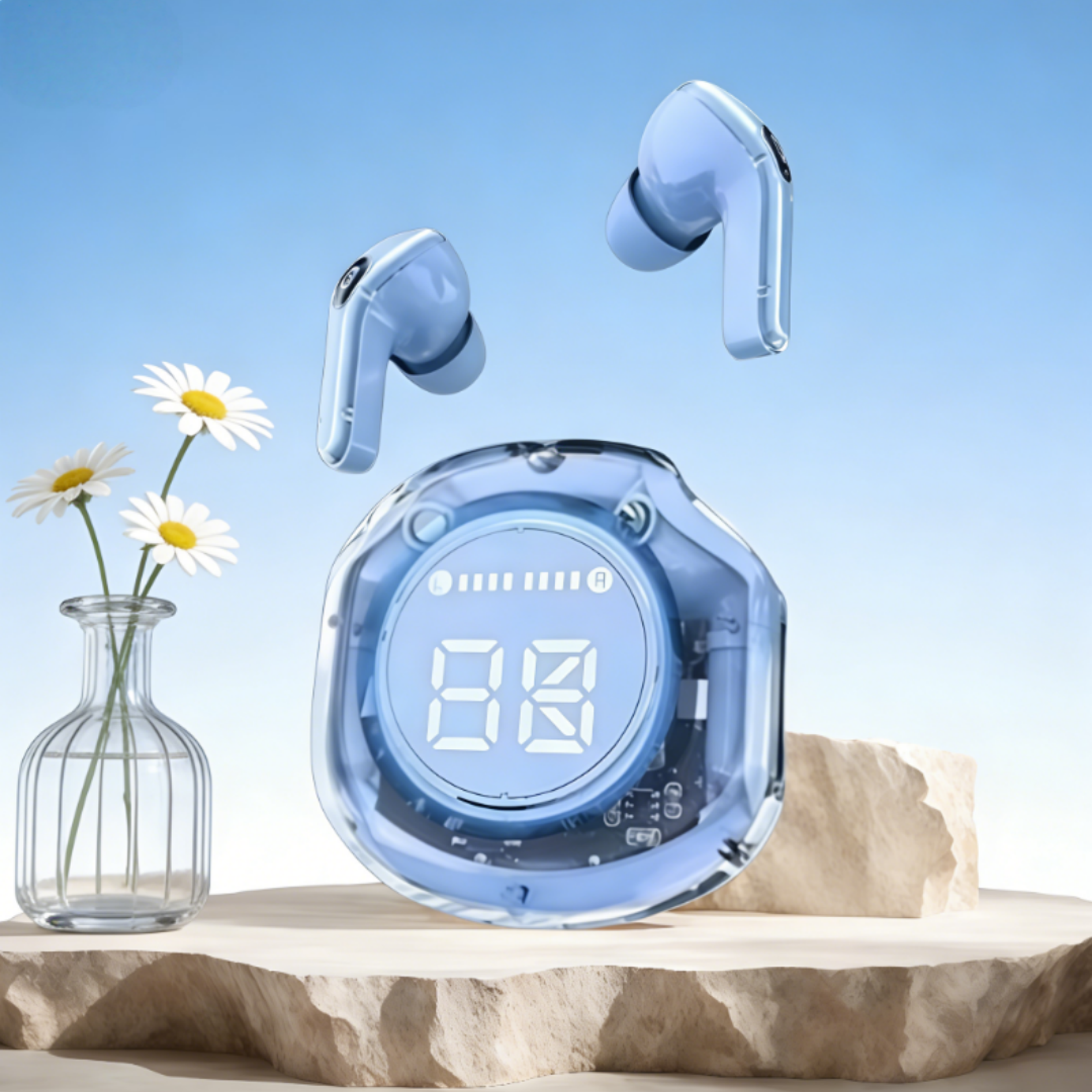 t8 wireless bluetooth earbuds with led battery display and charging case