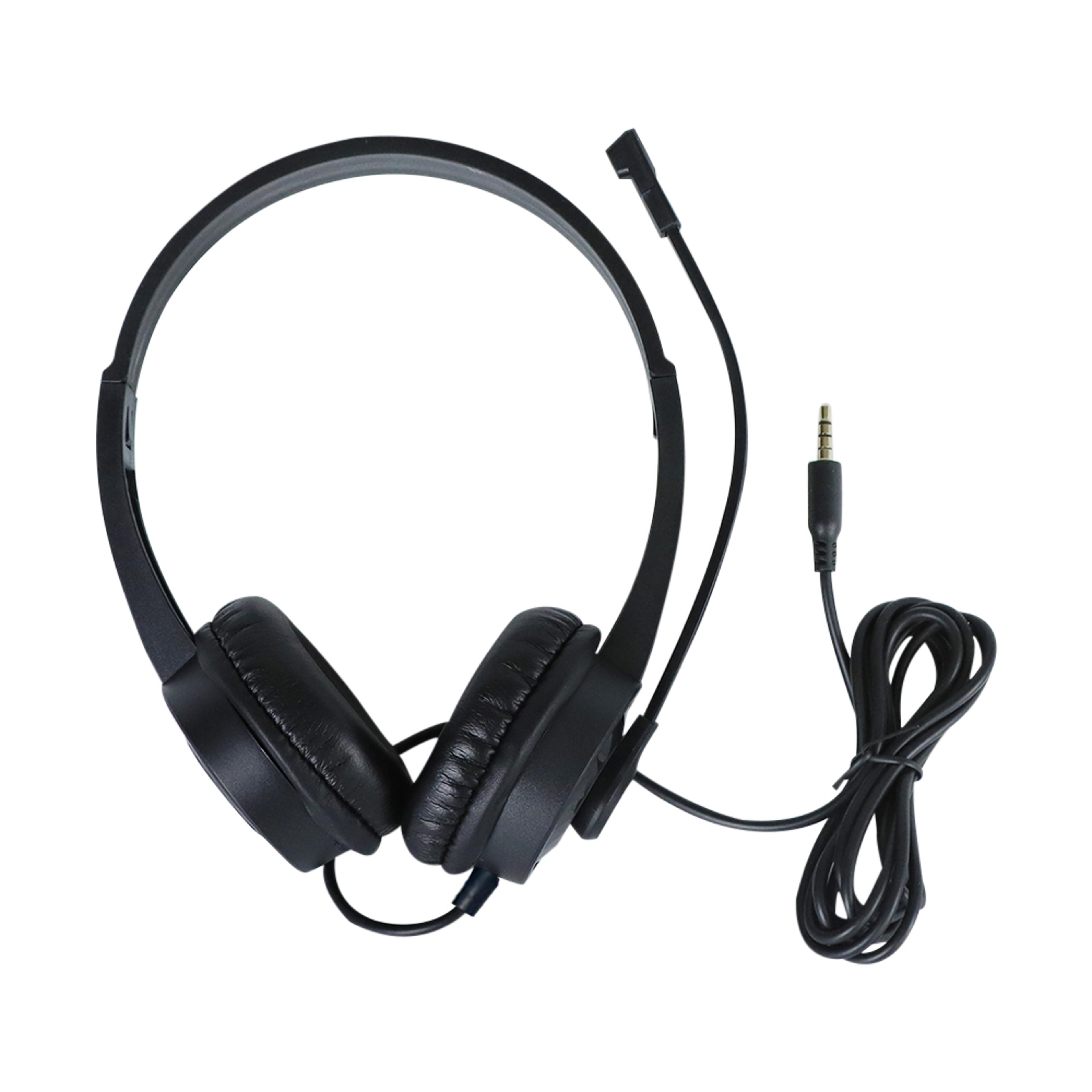 clearcall 3.5mm wired computer headset with noise reducing microphone and volume control