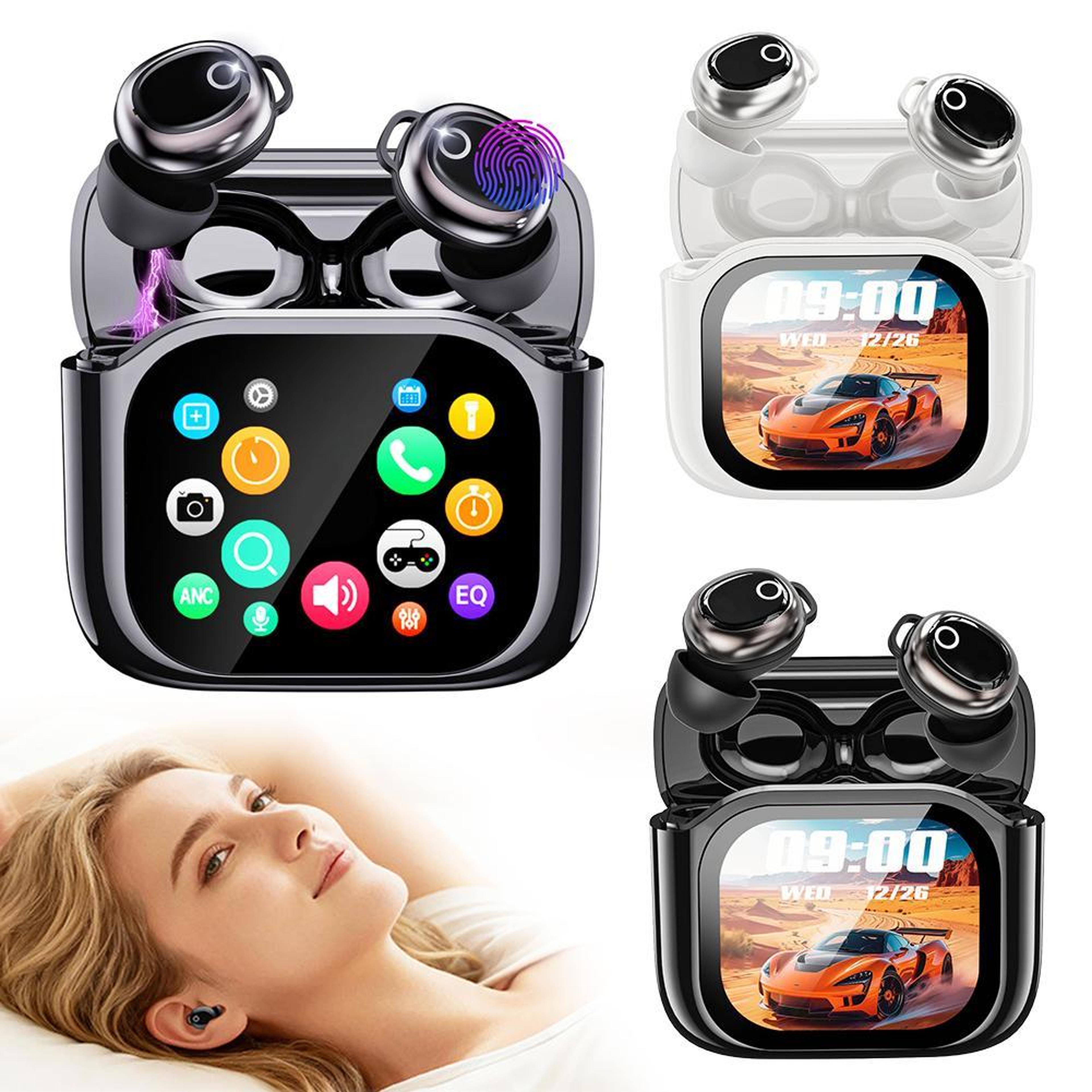 ai translation earbuds with smart screen wireless bluetooth earbuds for travel and meetings