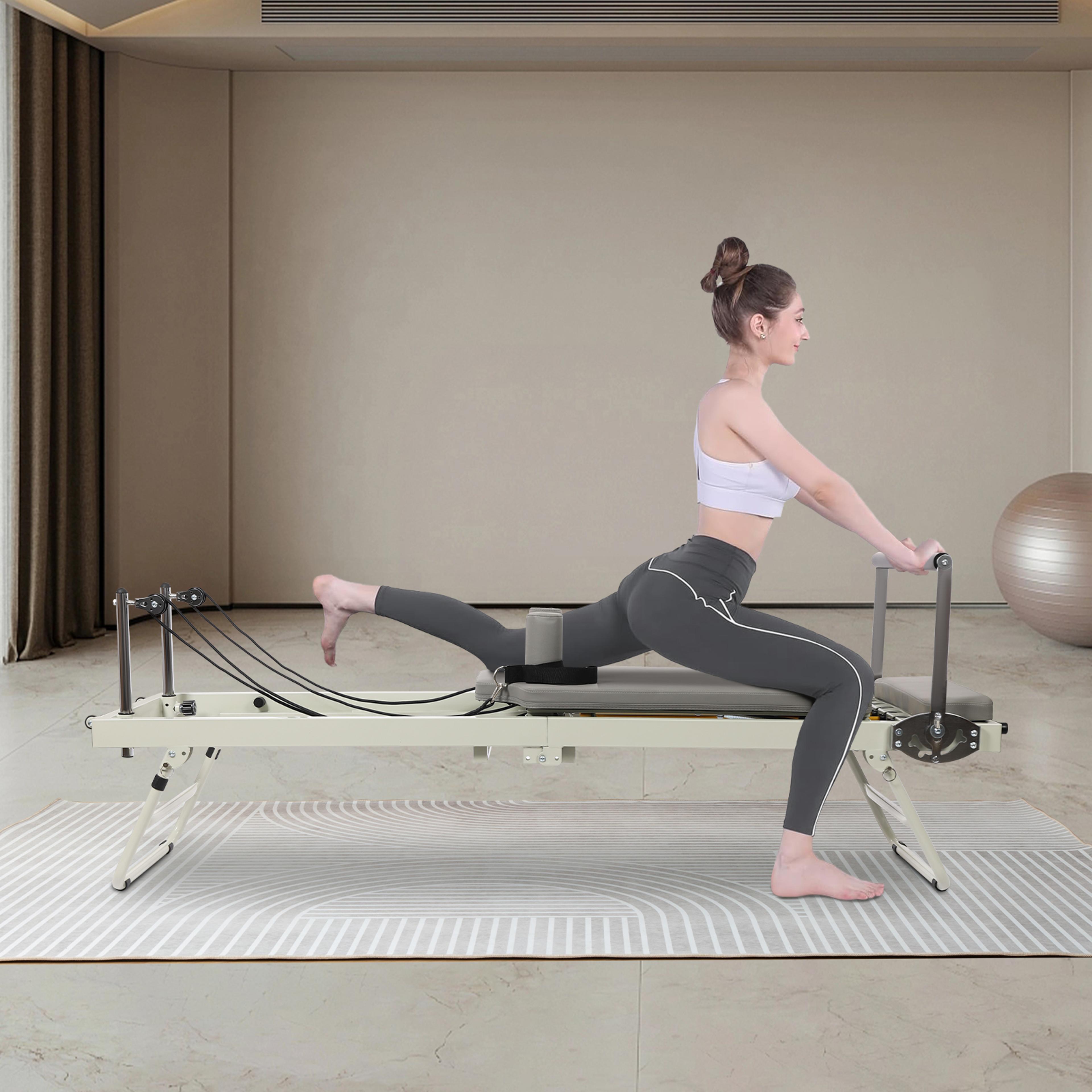 foldable pilates reformer machine for home full body fitness training