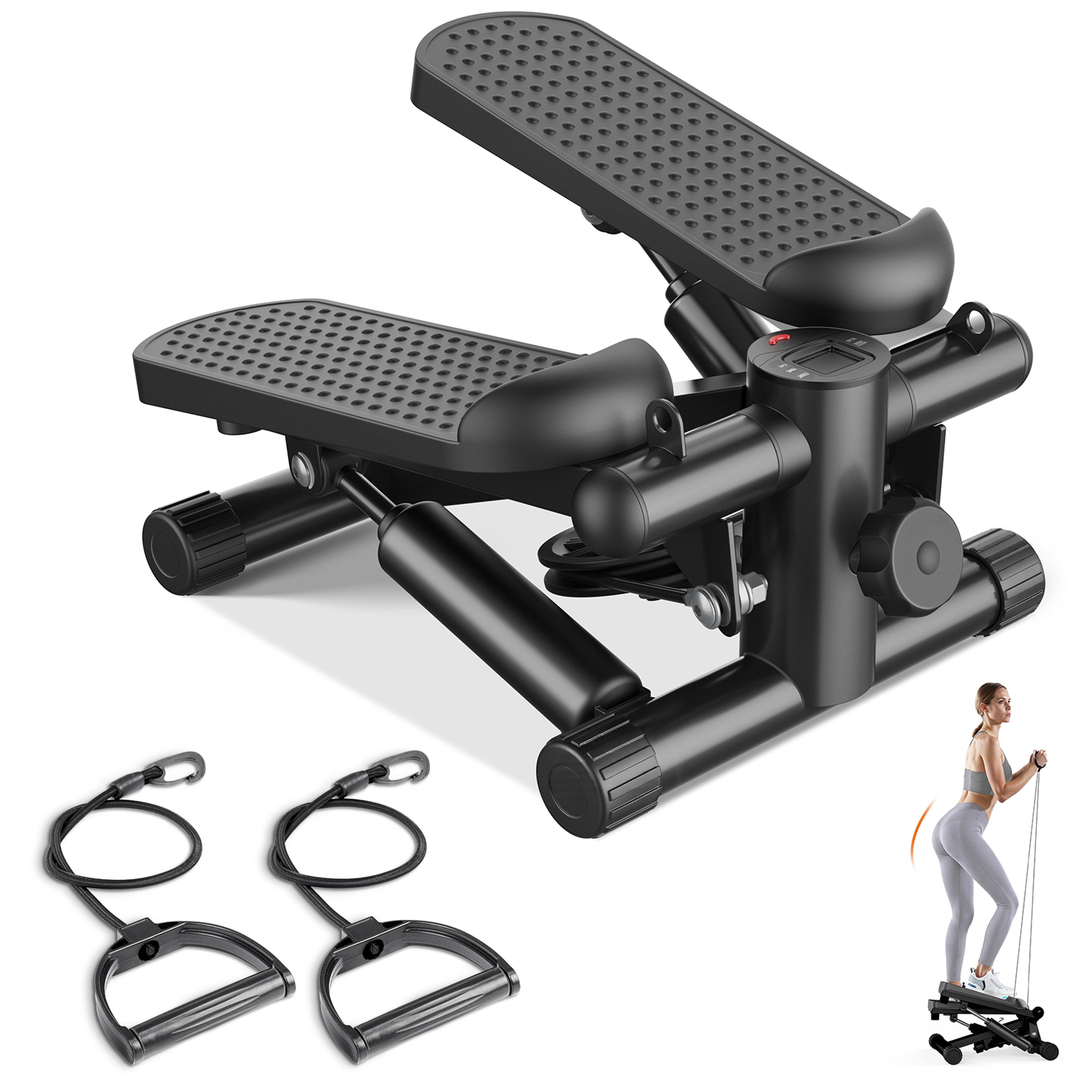 mini stepper with resistance bands compact home cardio machine with lcd monitor