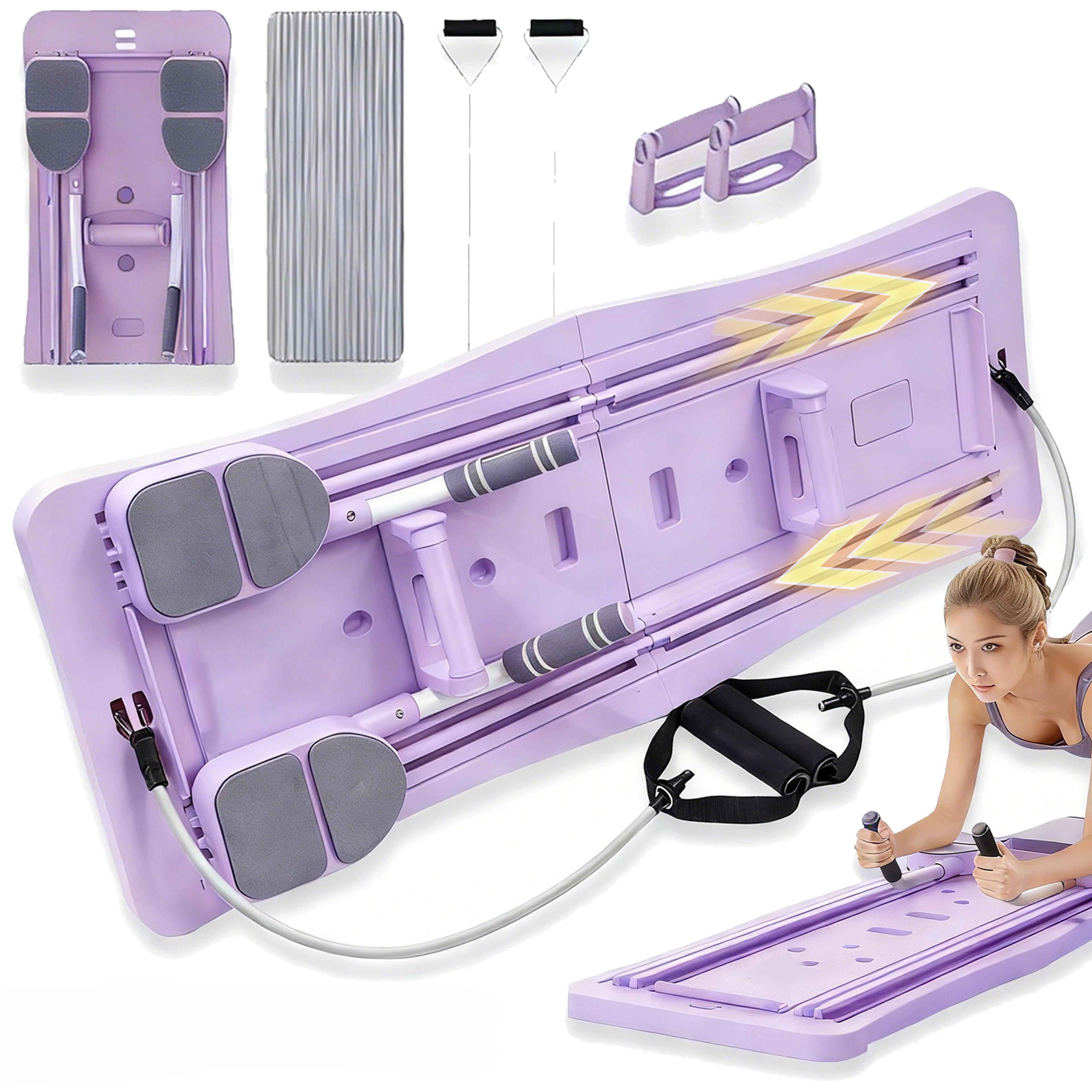 foldable pilates reformer board with resistance bands for full body home workouts
