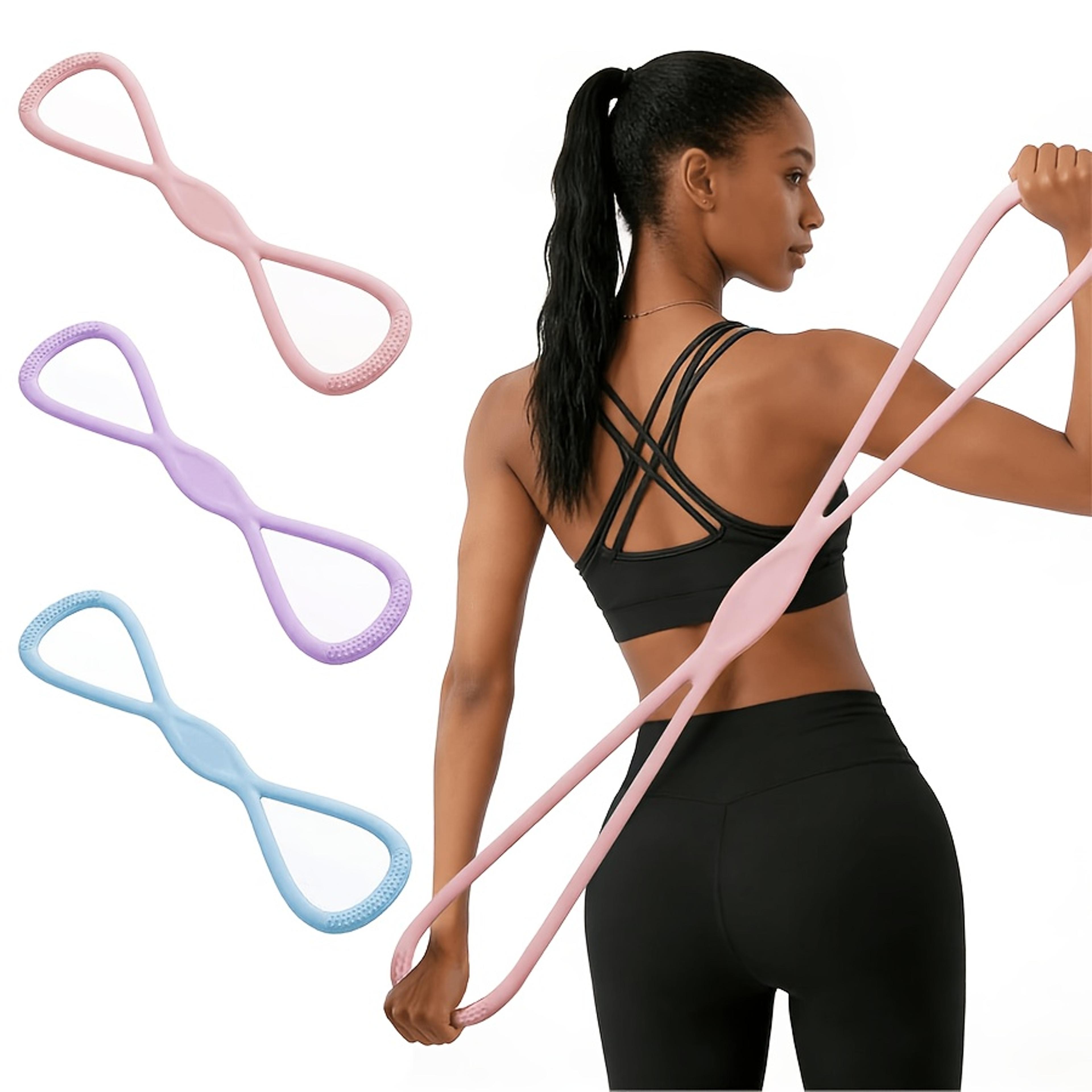 figure 8 resistance band with handles for arm shoulder back workouts and pilates