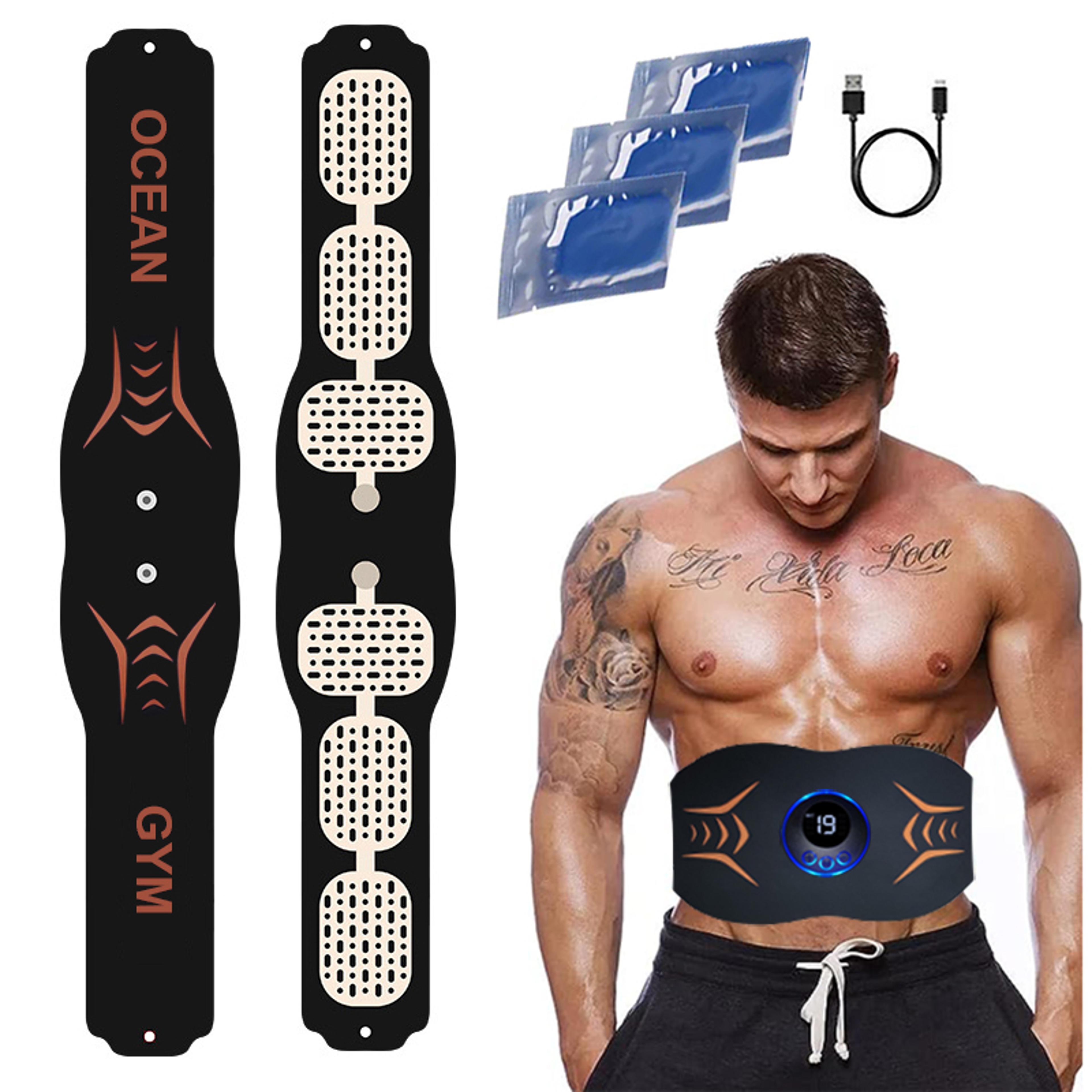 ems ab stimulator belt usb rechargeable abdominal muscle toner with gel pads