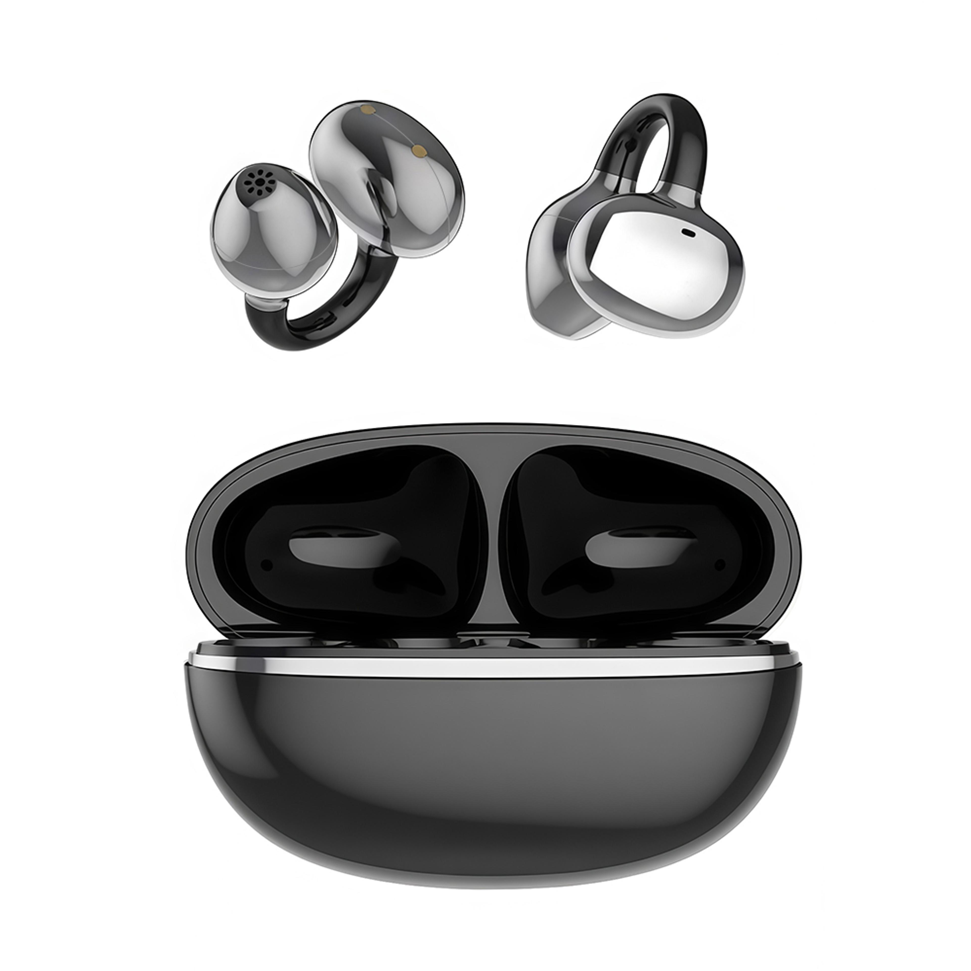 comfortclip open ear earbuds wireless bluetooth clip on earbuds with noise cancelling mic