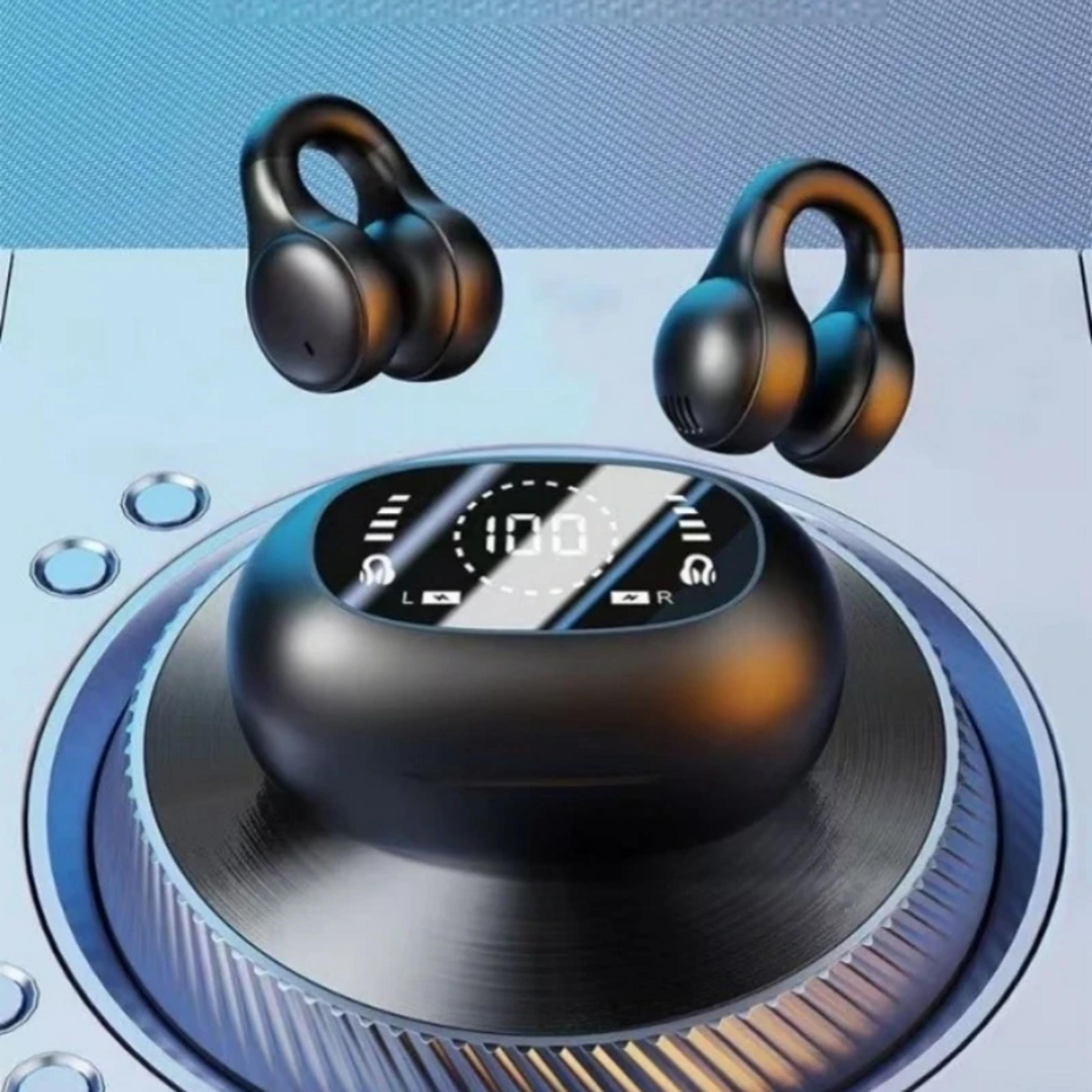 ear clip wireless bluetooth earbuds with led display and mic