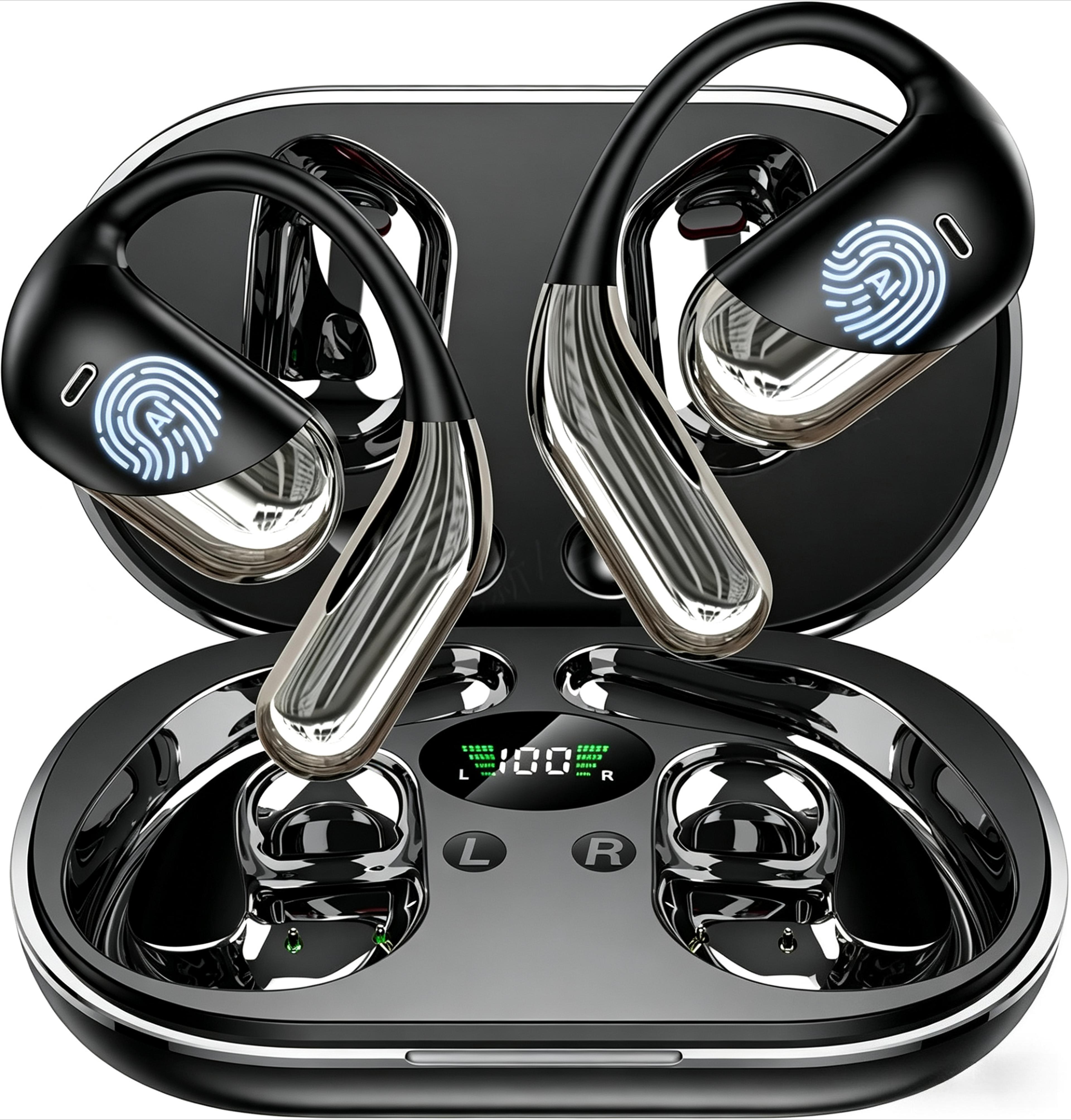 ai translation earbuds bluetooth 6.1 open ear sport headphones