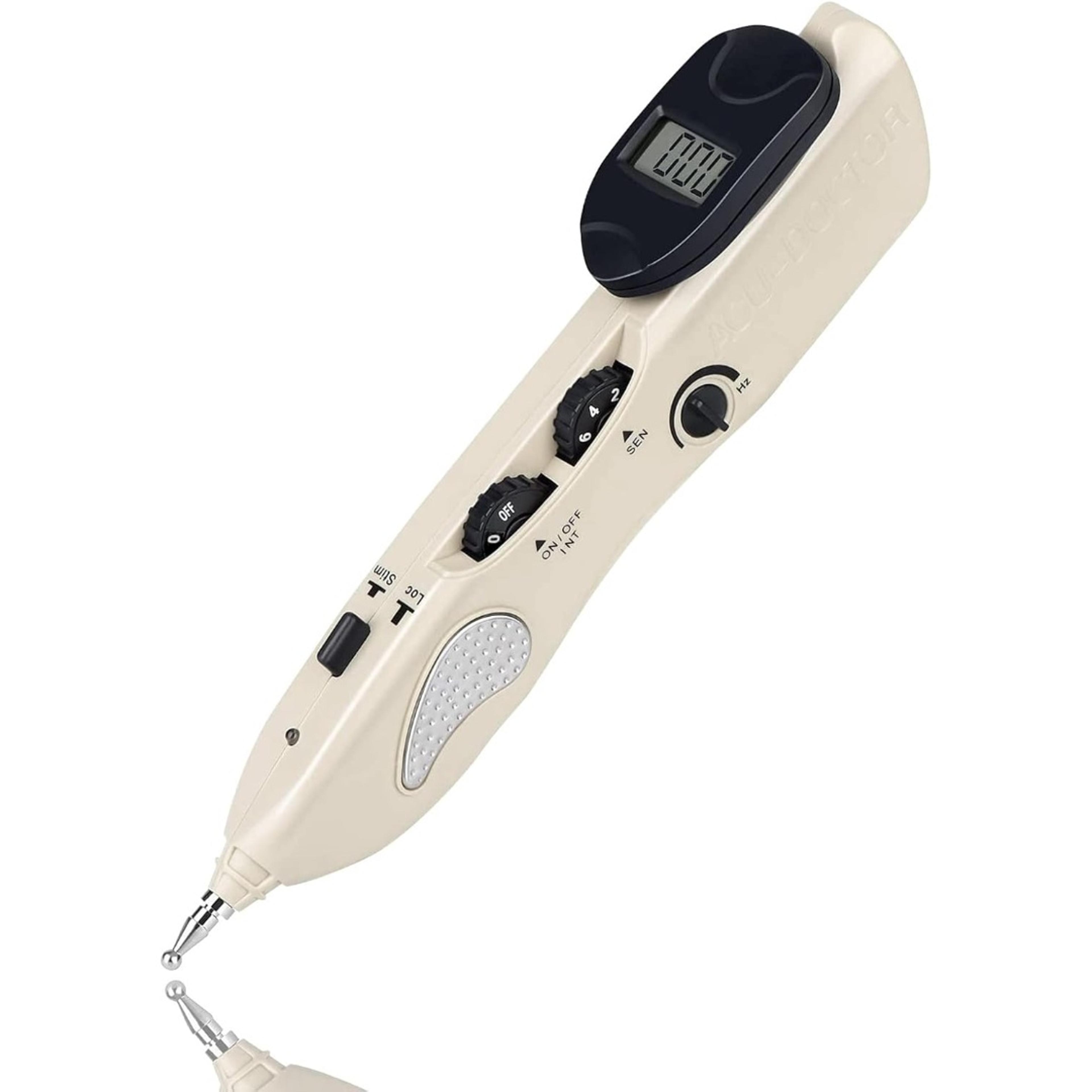rechargeable electronic acupuncture pen with acupoint finder and 3 massage heads