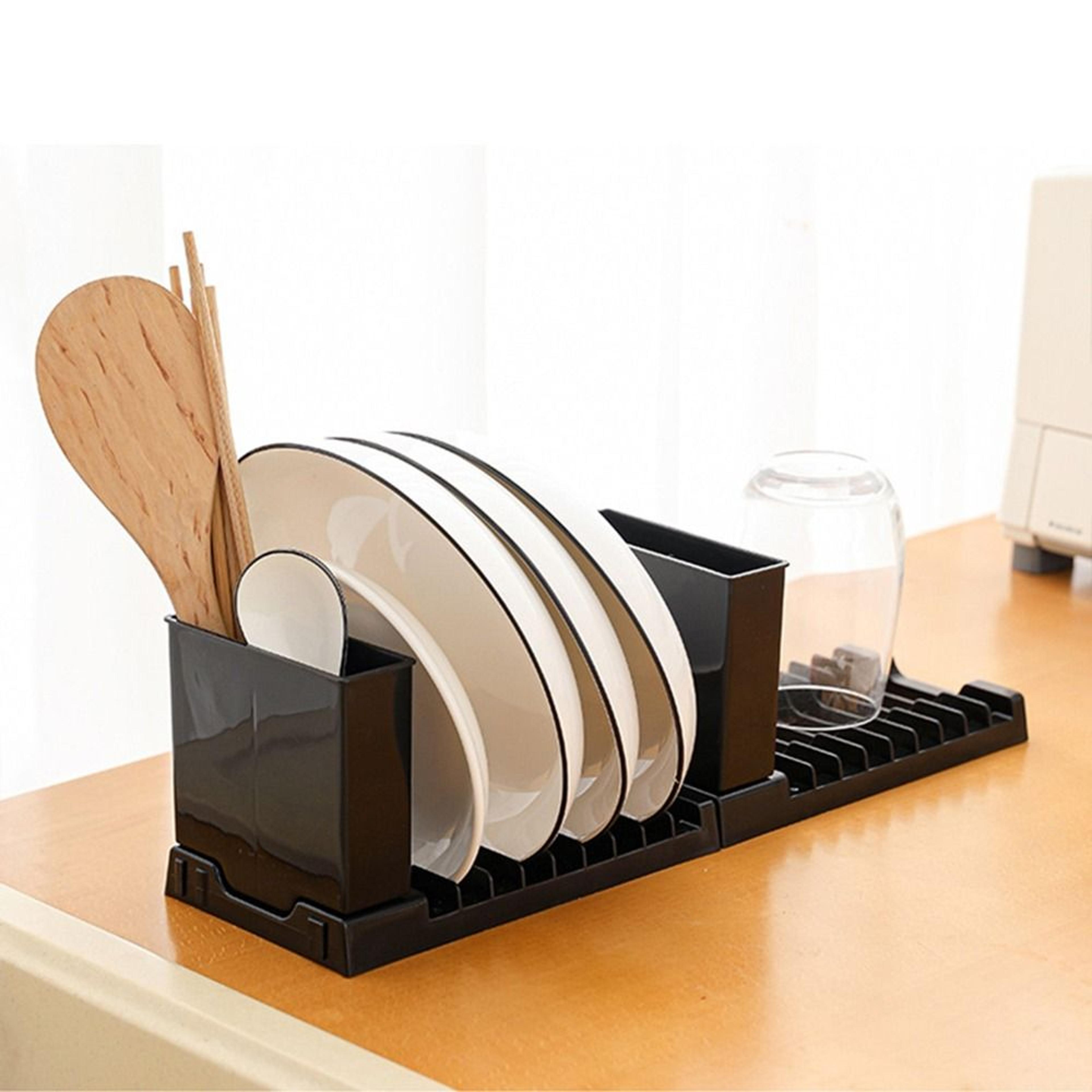 2 in 1 collapsible dish drying rack space saving dish drainer with utensil holder