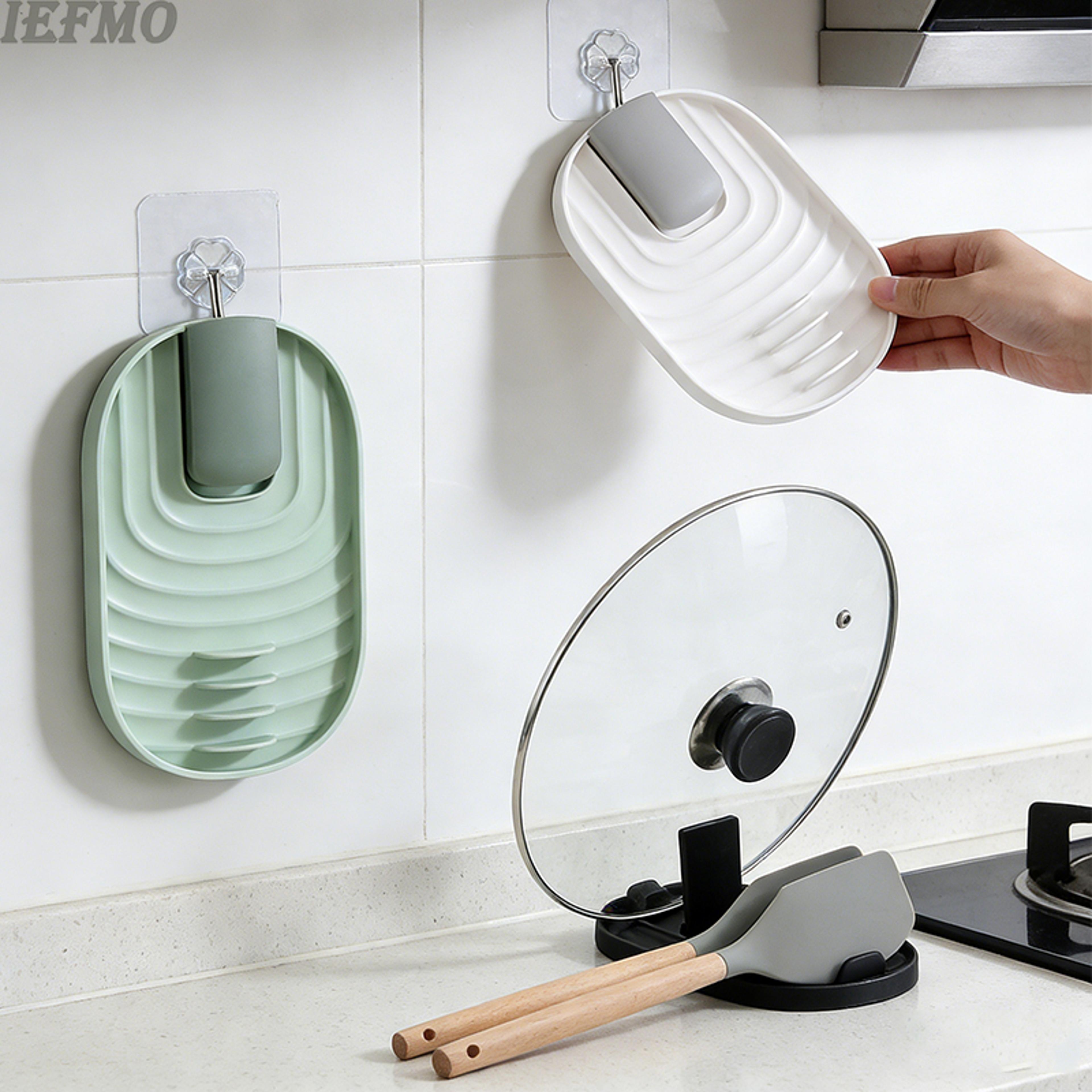 foldable pot lid holder and spoon rest space saving kitchen organizer