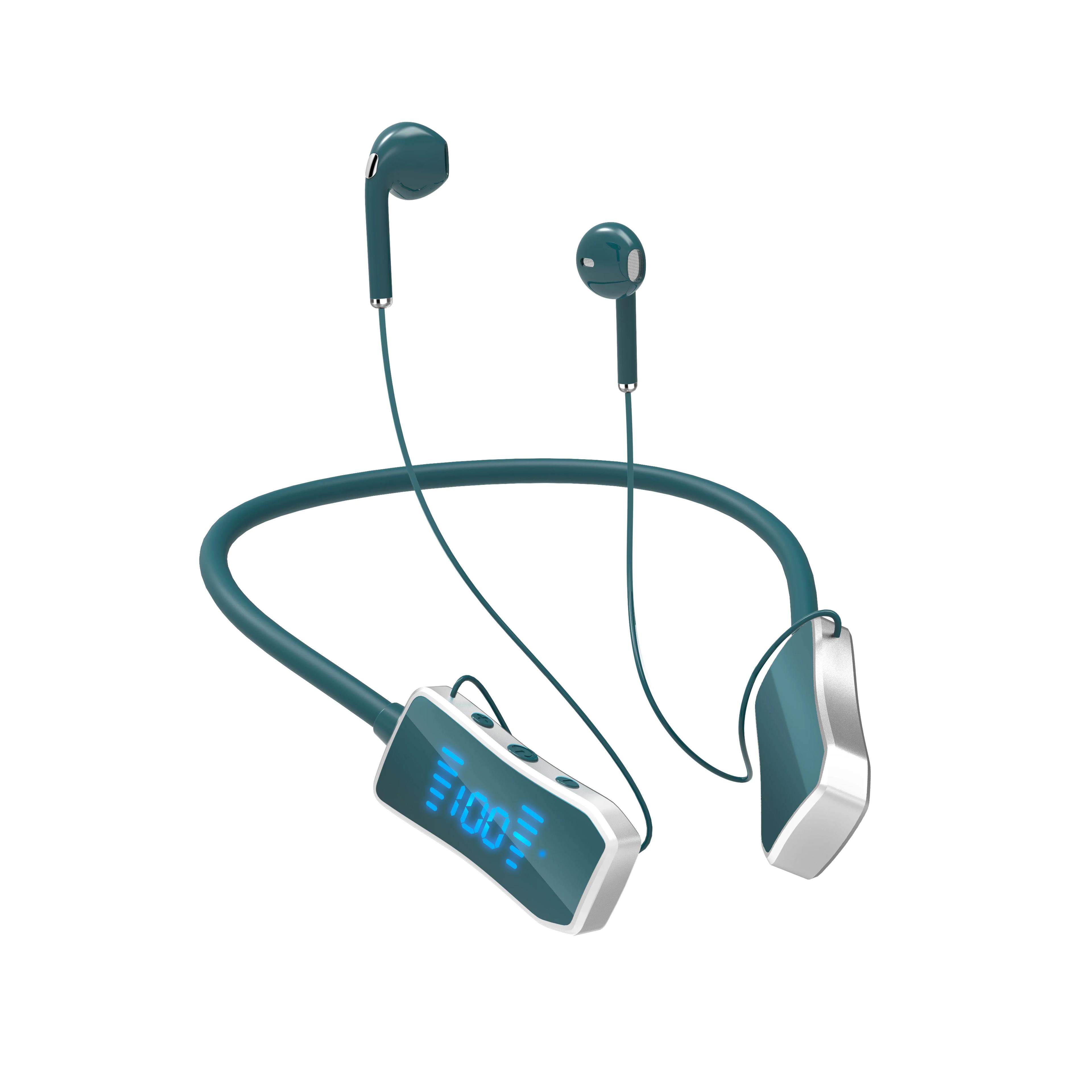 led neckband bluetooth headphones with magnetic earbuds for sports and everyday listening