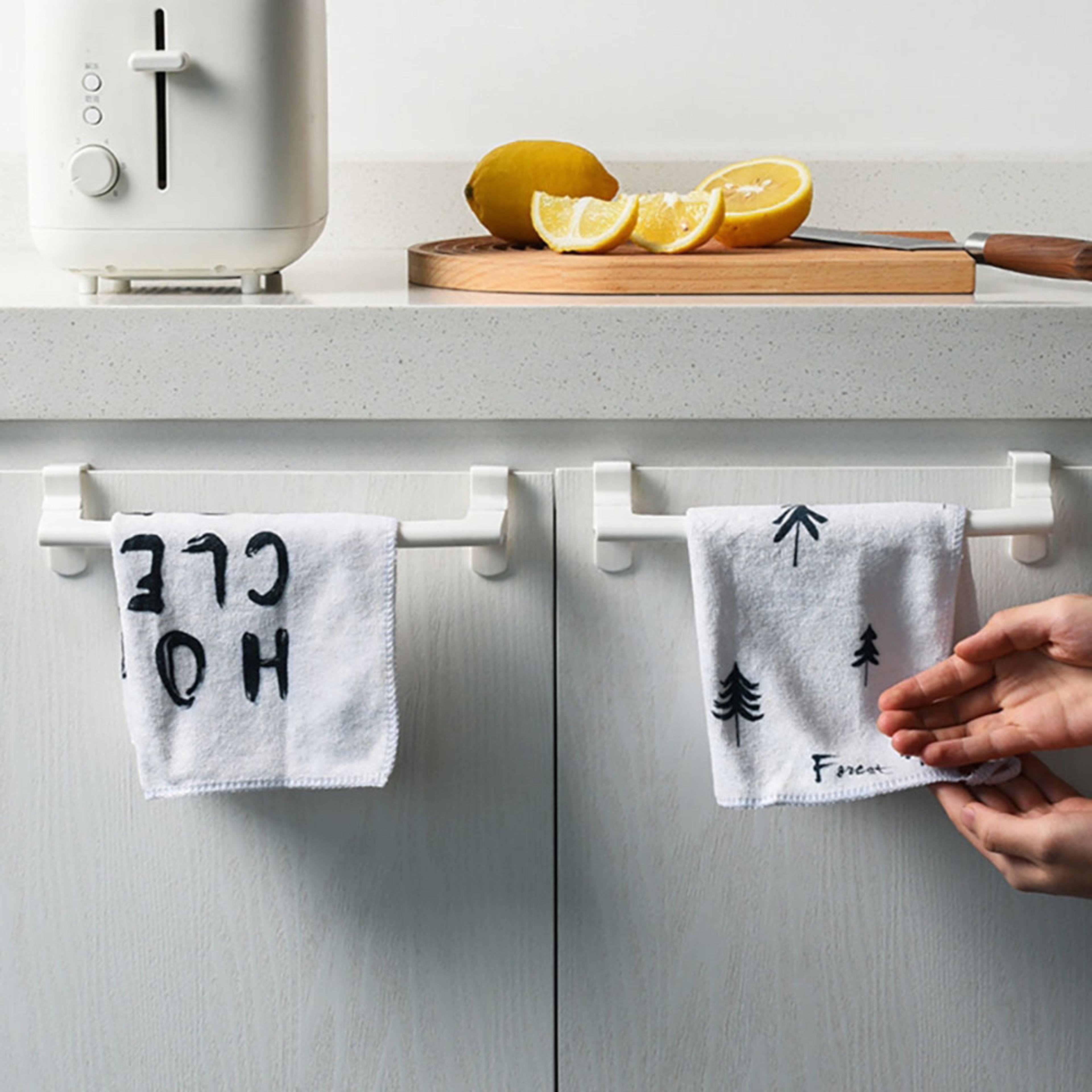 space saving over cabinet towel rack no drill kitchen and bathroom towel holder