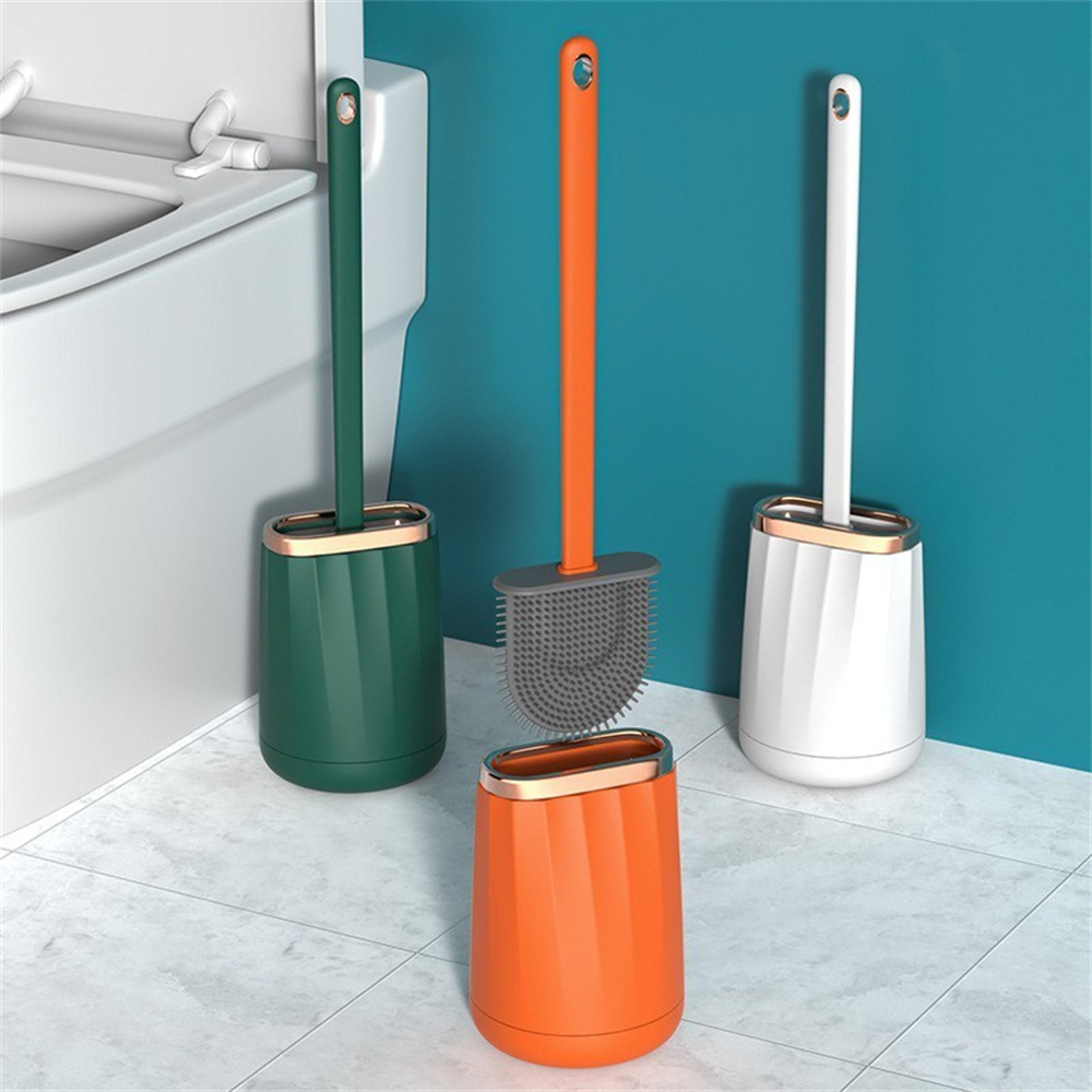 deep clean silicone toilet brush with long handle and flexible tpr head