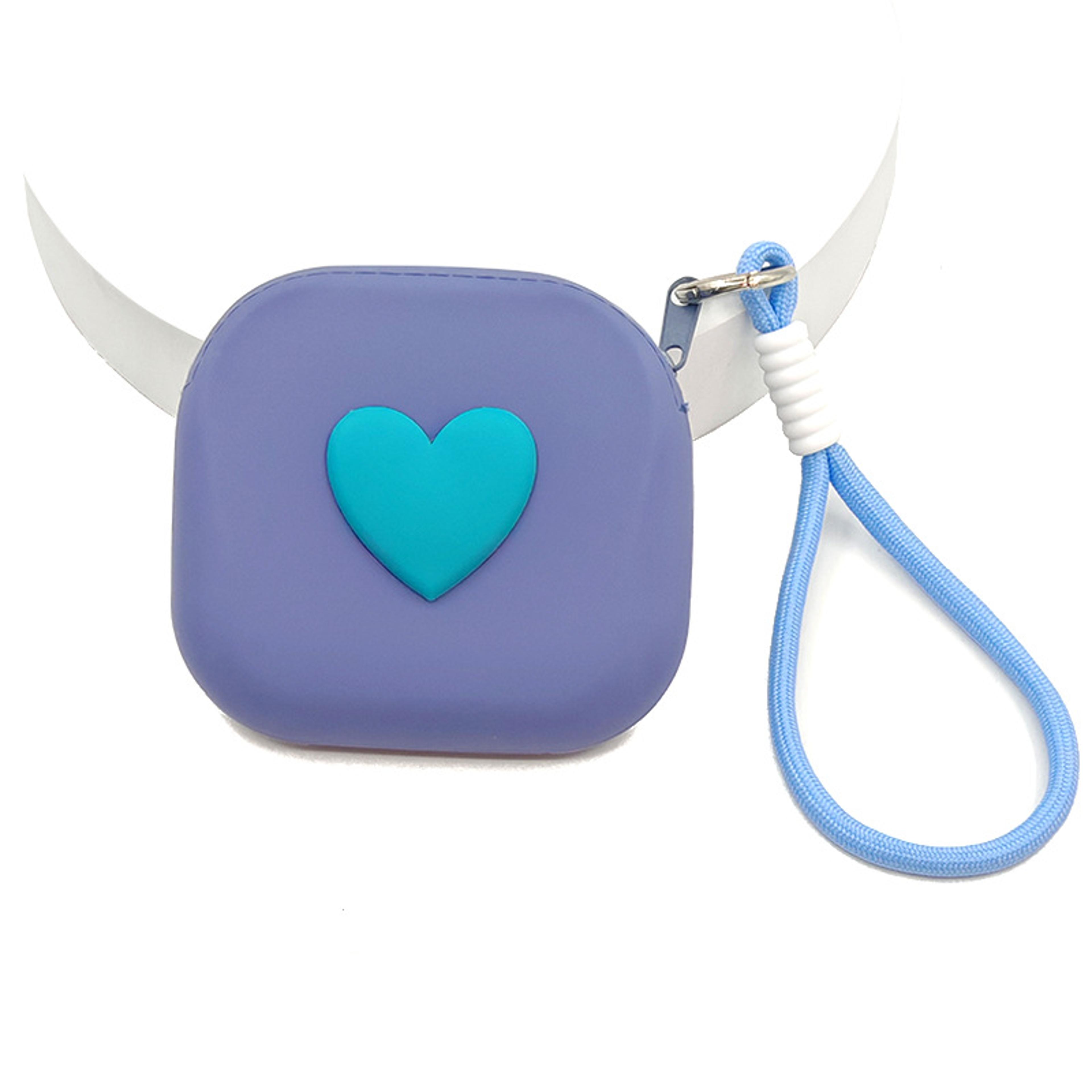 cute heart silicone coin purse mini zipper pouch with lanyard for earbuds keys and lipstick