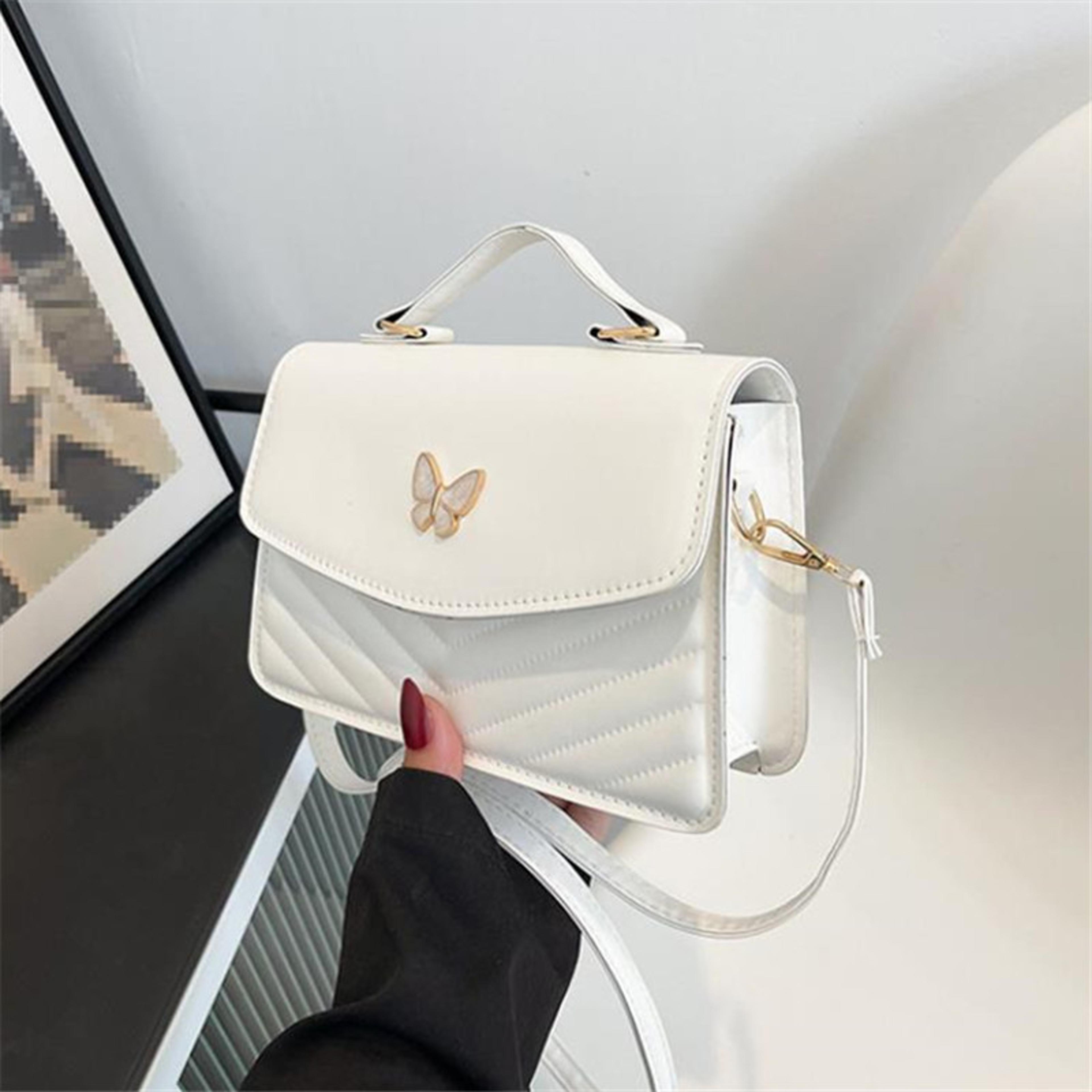 butterfly quilted crossbody bag for women with top handle and adjustable strap