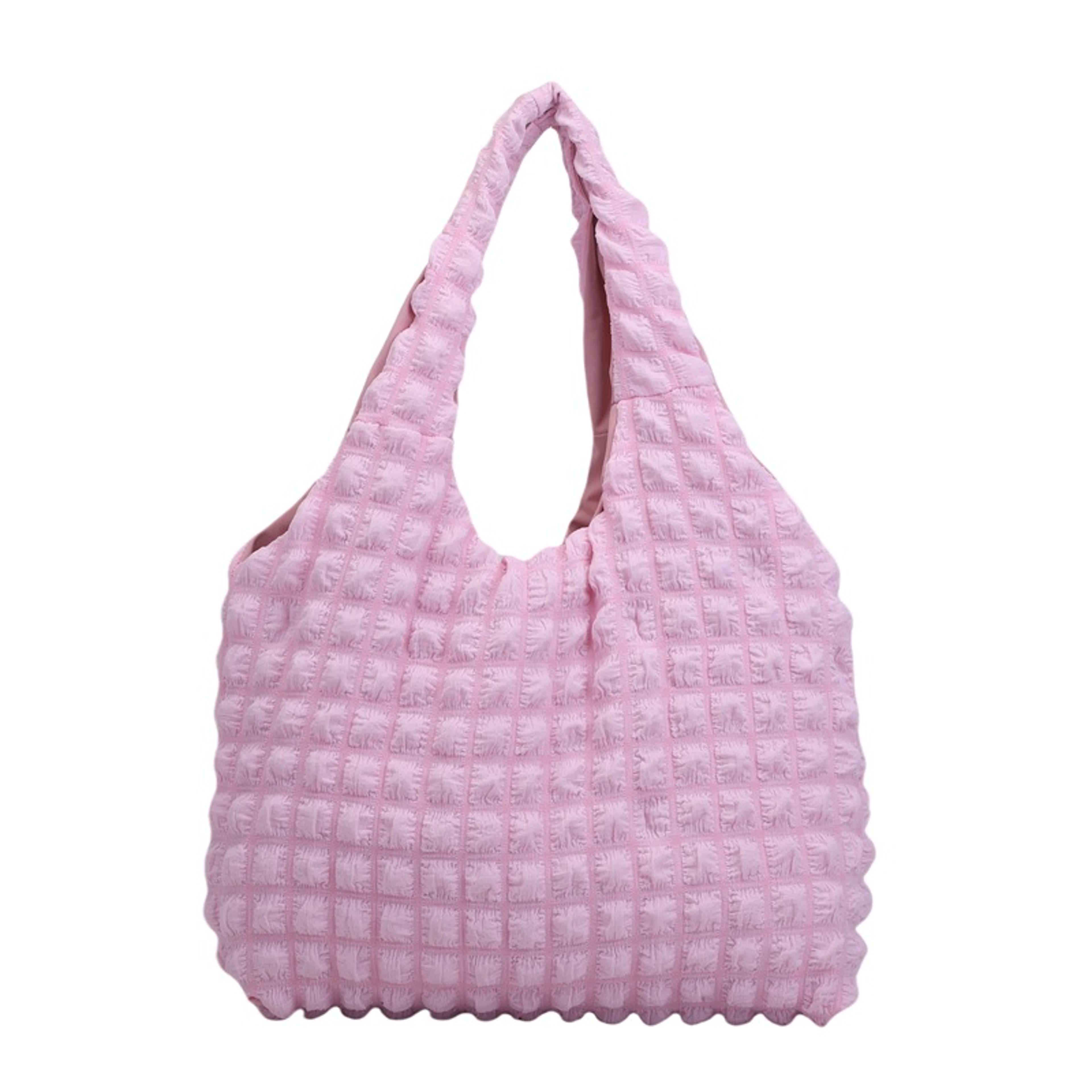 bubble waffle large capacity tote bag with soft wide strap