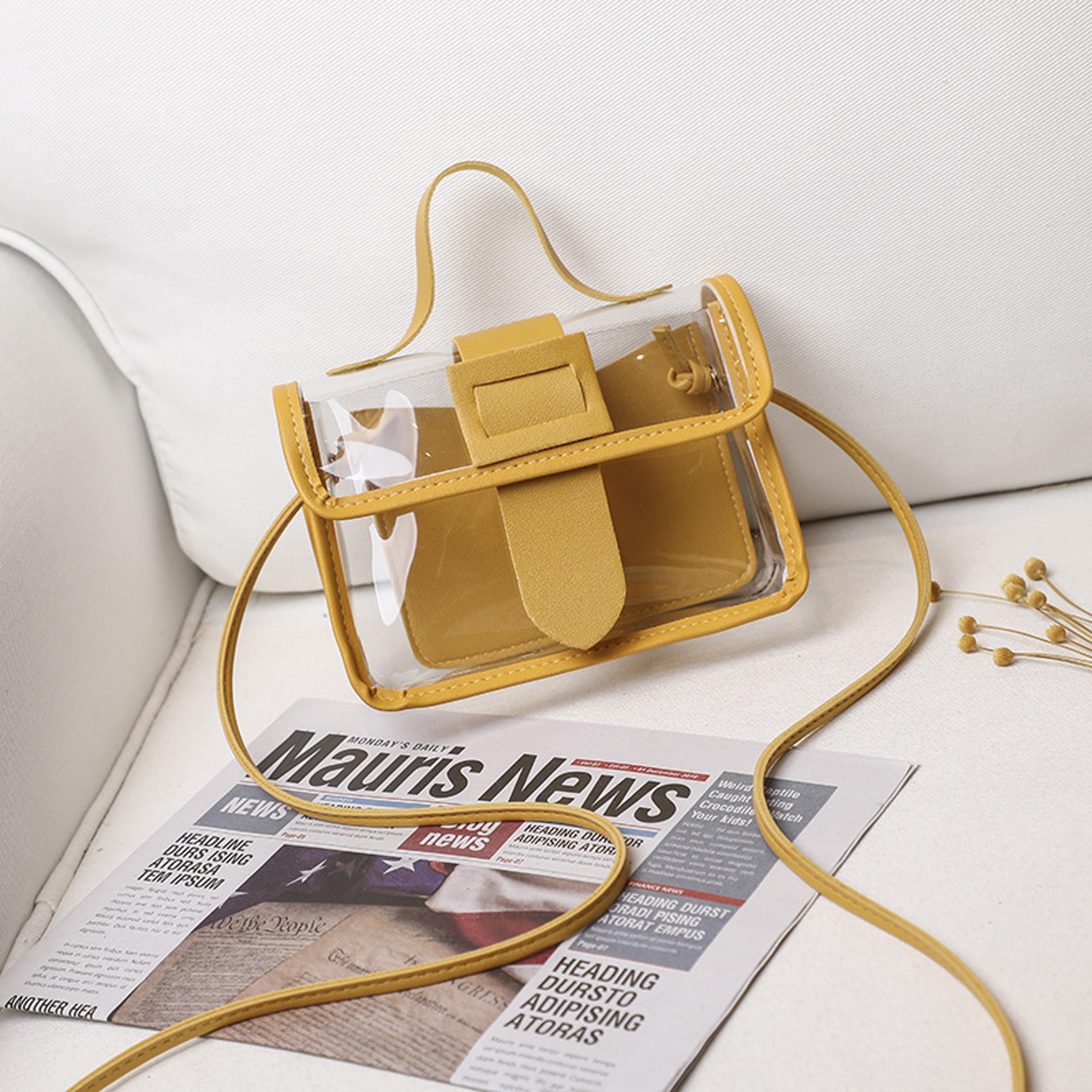 clear crossbody bag for women transparent pvc square phone shoulder bag